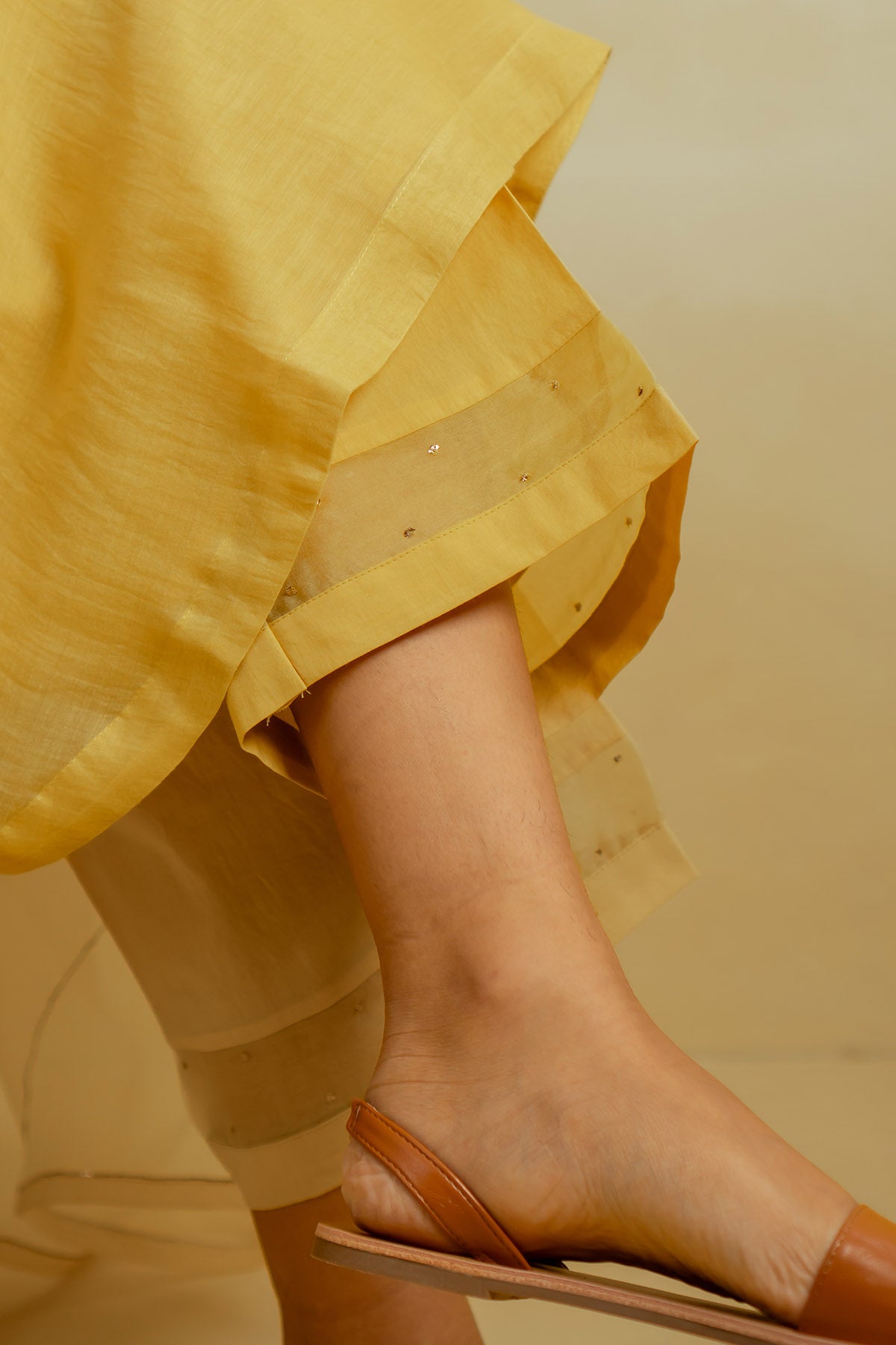 Mustard Zari Work Kurta Set