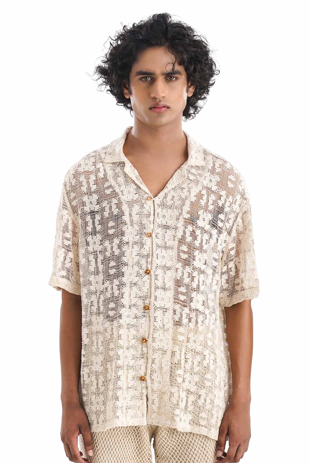 Notre Ame - Men Natural Jigsaw Motifs Shirt for men online at ScrollnShops