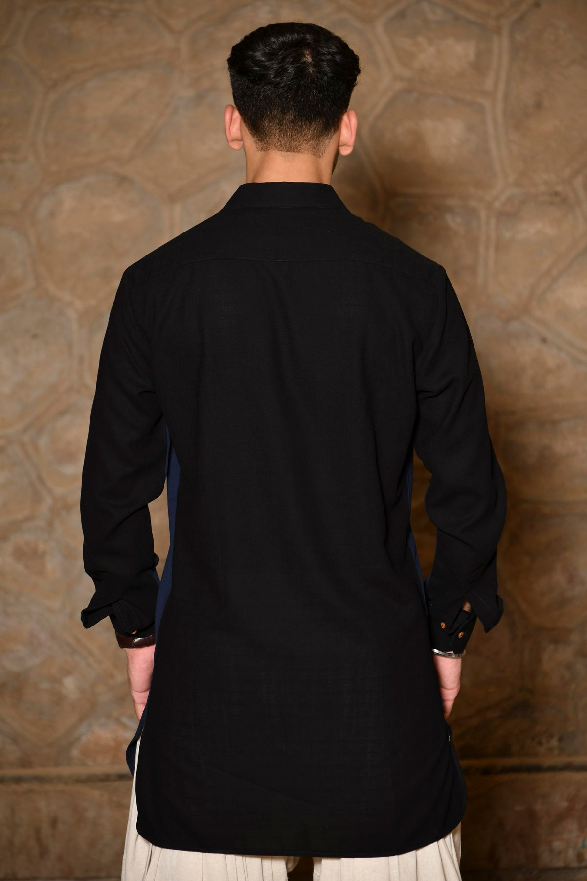 Navy Black Silk Shirt Kurta