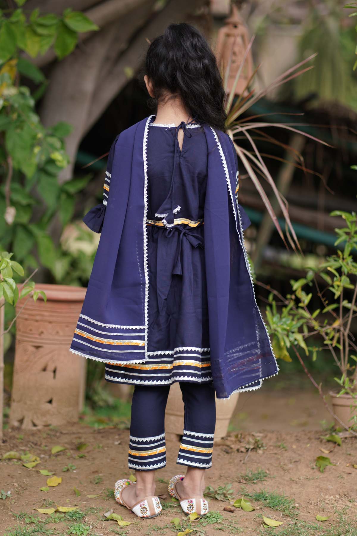 Navy Blue Embellished Kurta Set
