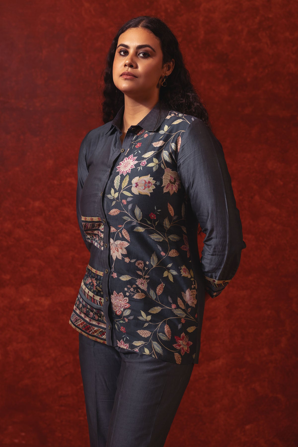 Navy Blue Floral Co-ord Set