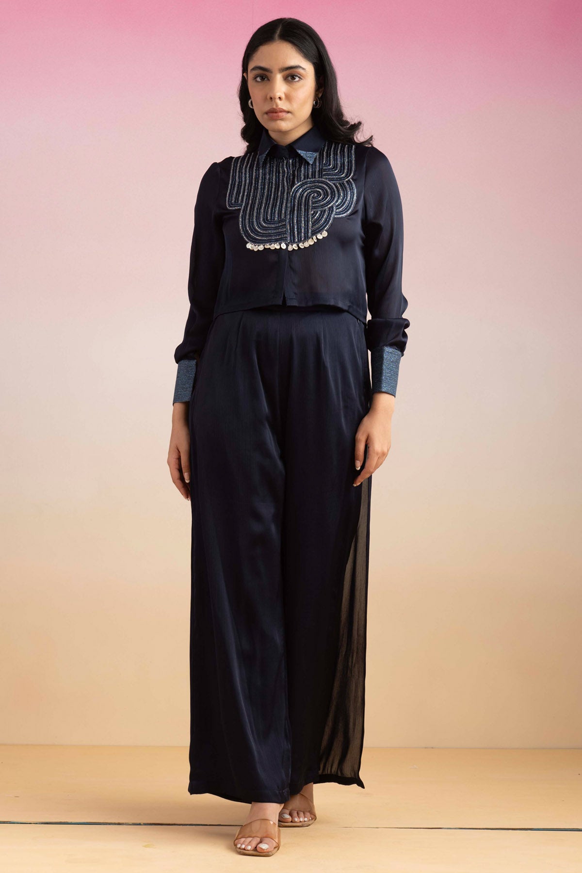 Navy Blue High Low Co-ord Set