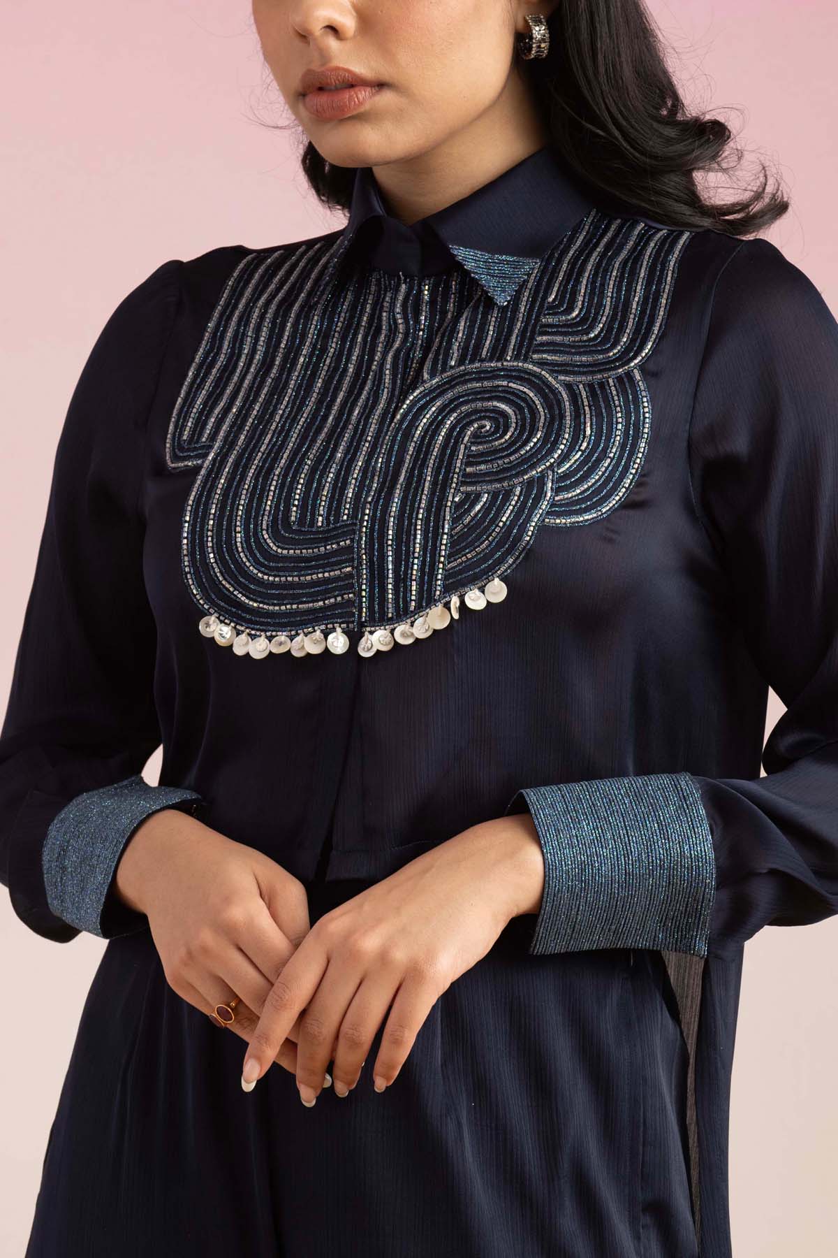 Navy Blue High Low Co-ord Set