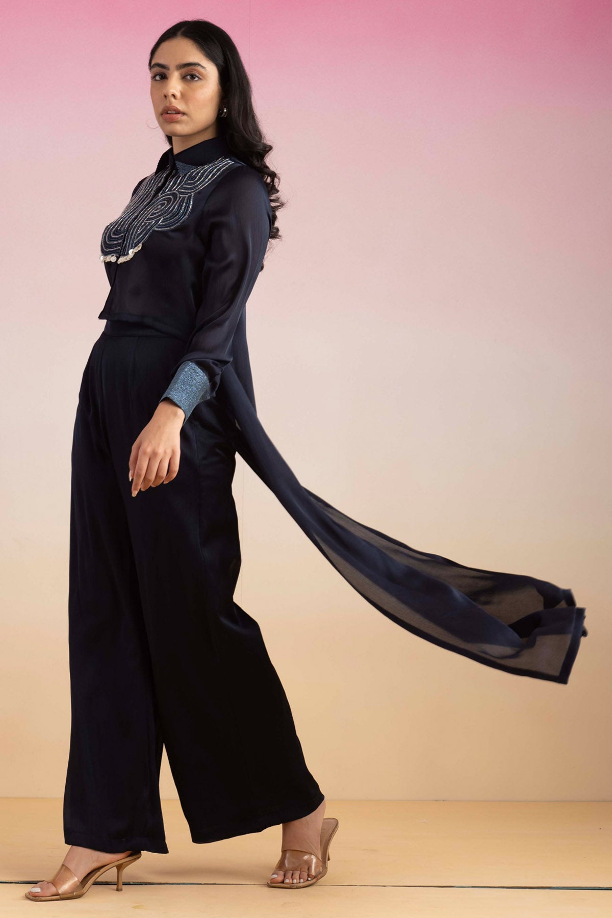 Navy Blue High Low Co-ord Set