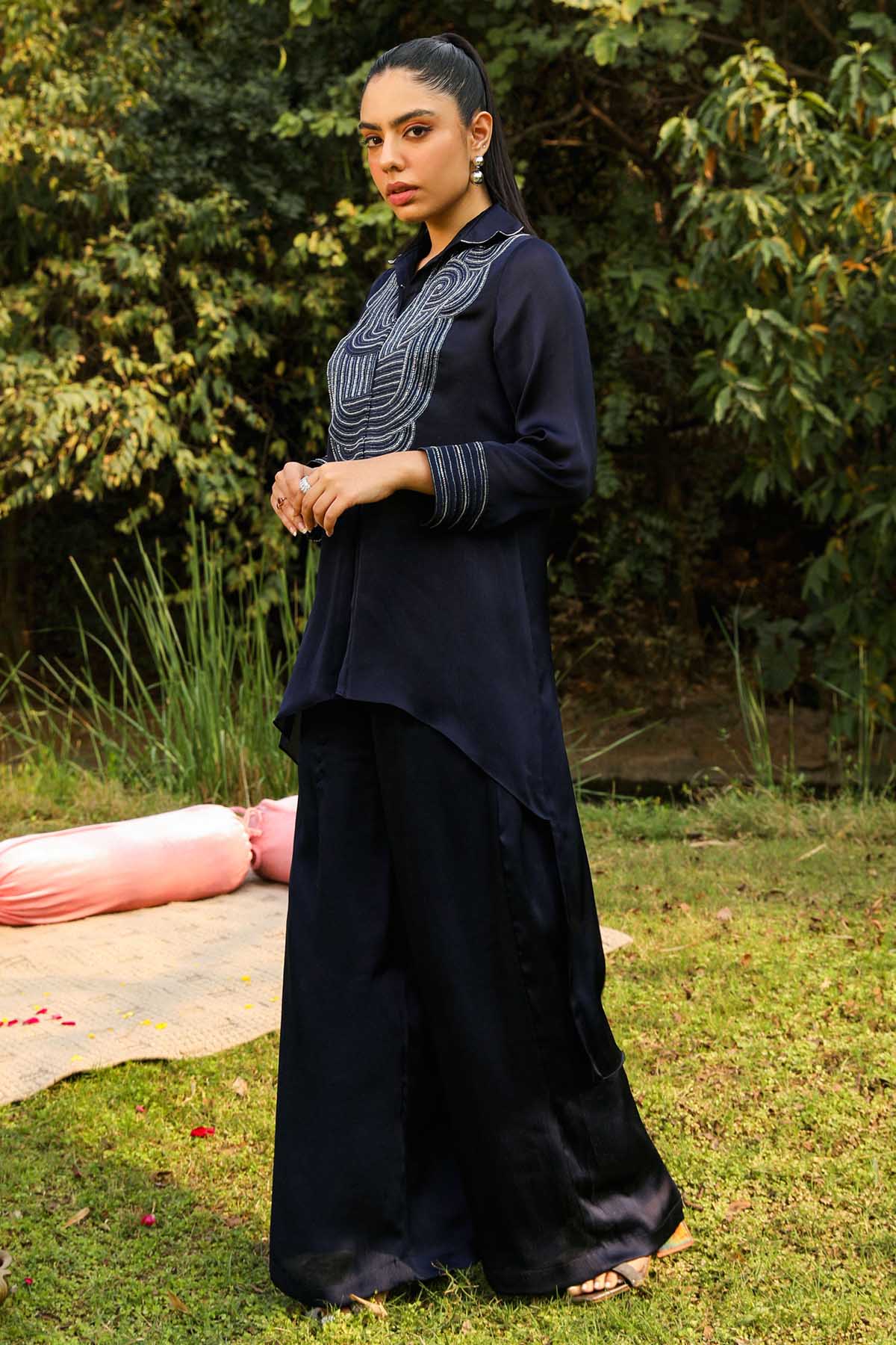 Navy Blue Chiffon Co-ord Set