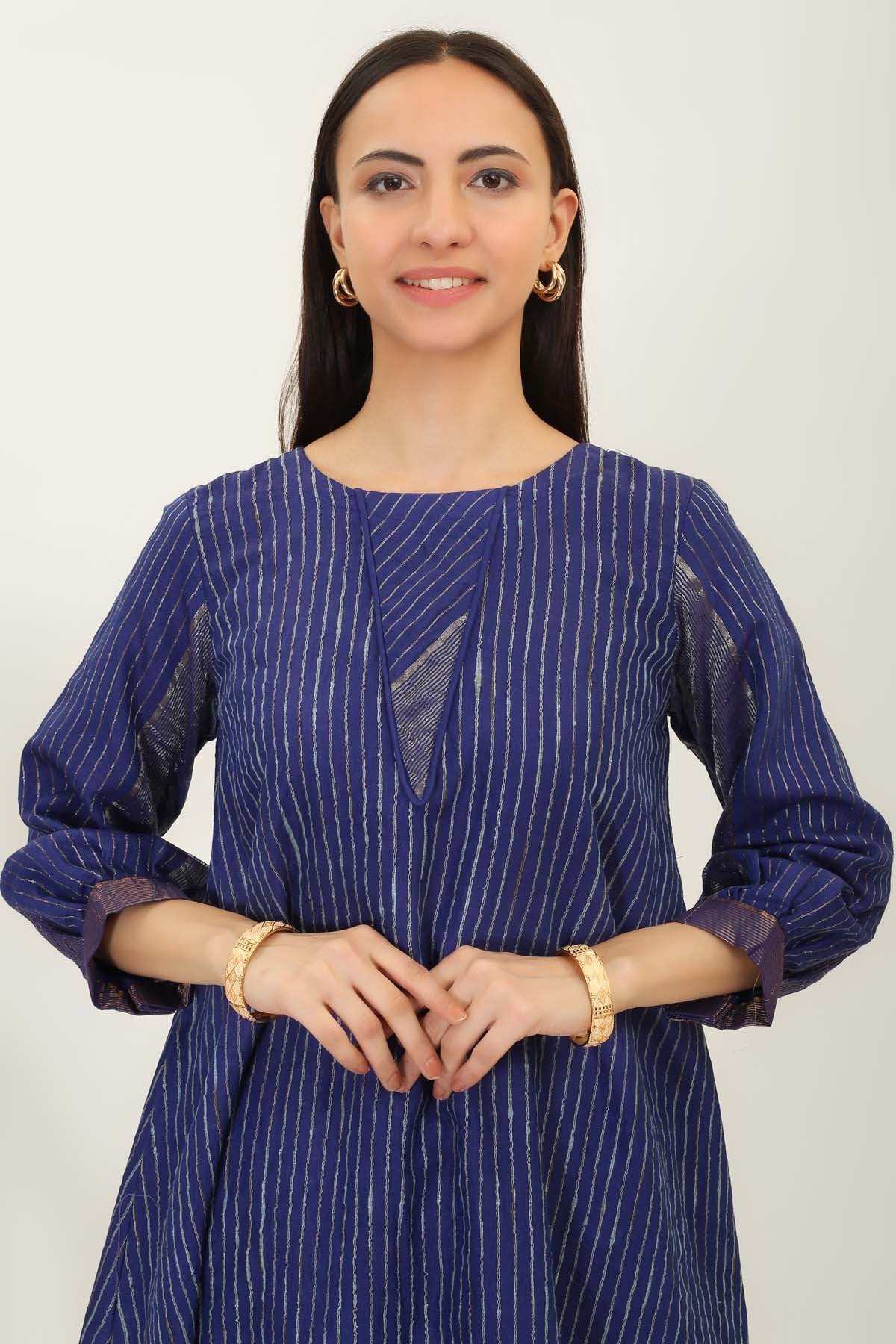 Navy Handwoven Silk Kurta Set