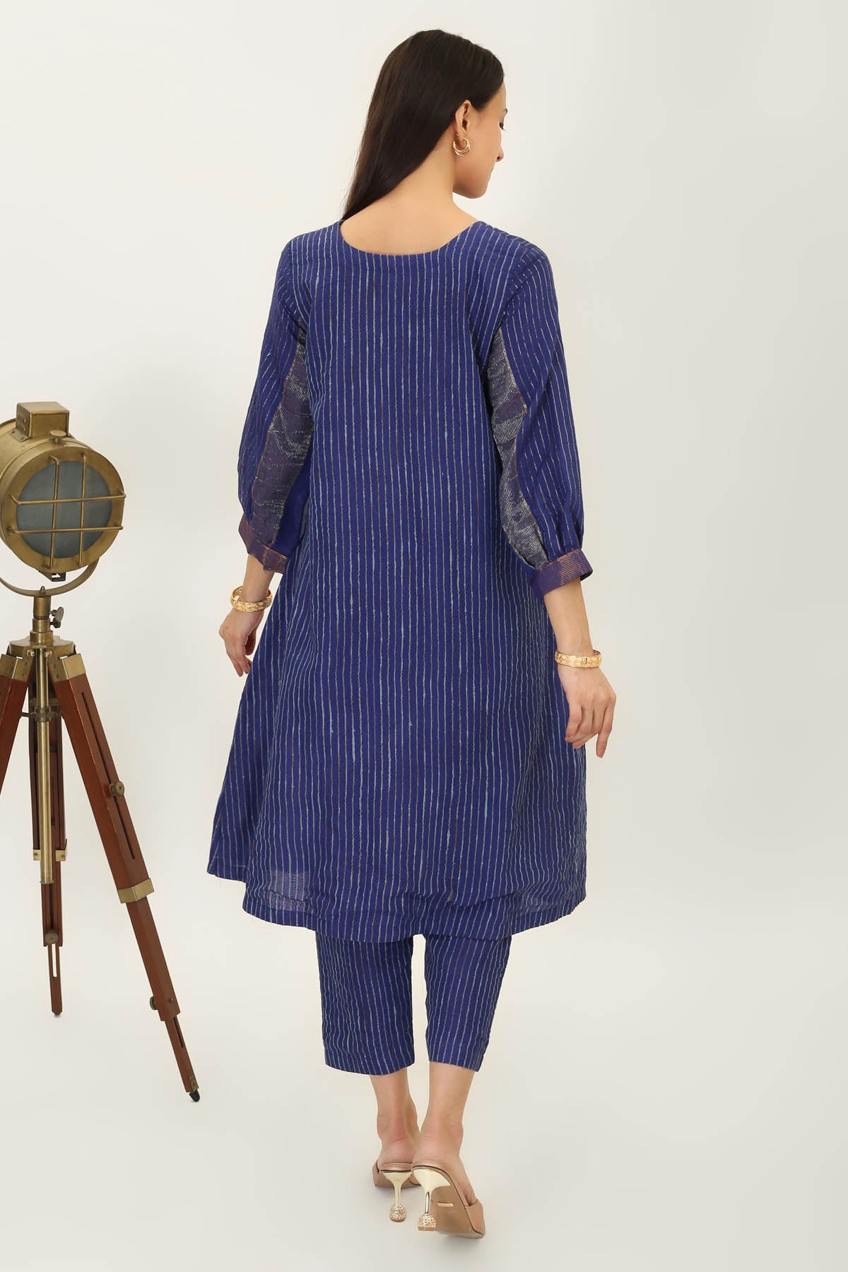 Navy Handwoven Silk Kurta Set