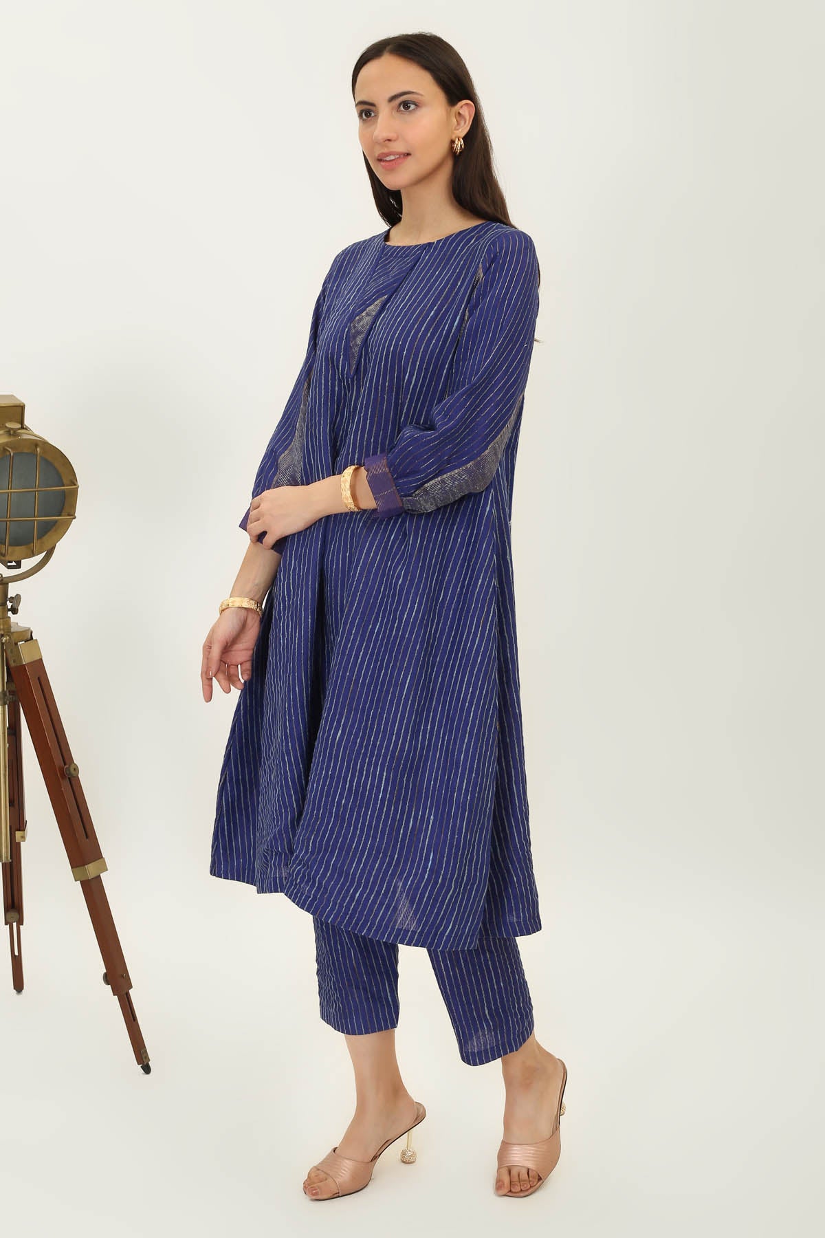 Navy Handwoven Silk Kurta Set