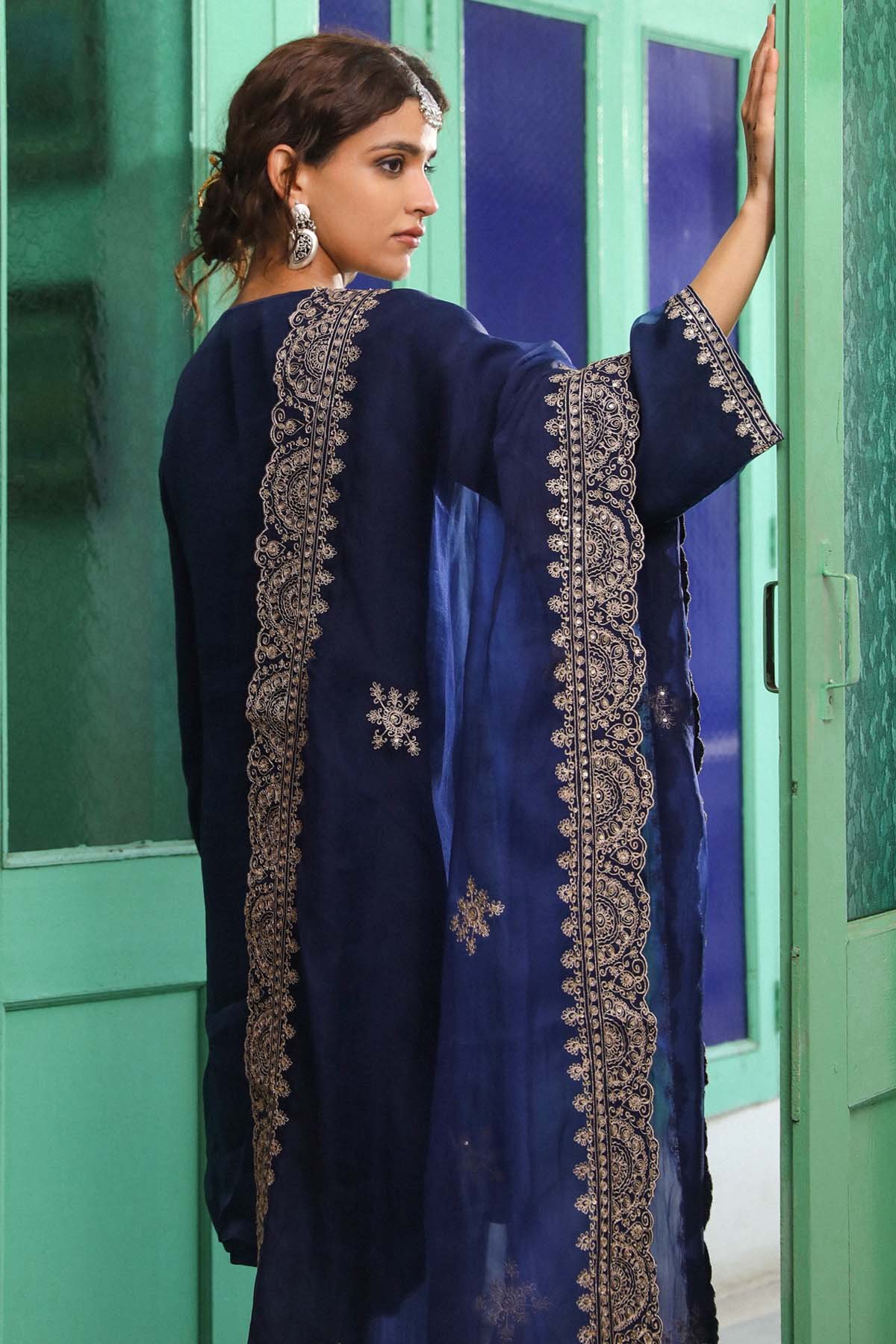 Navy Zari & Sequins Kurta Set