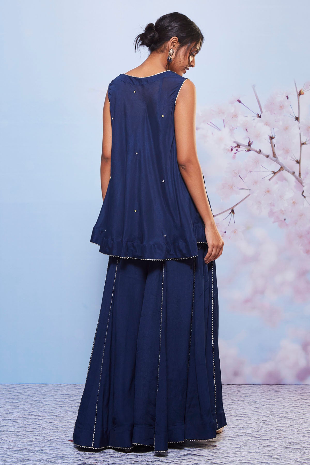 Navy A-Line Short Kurta Set