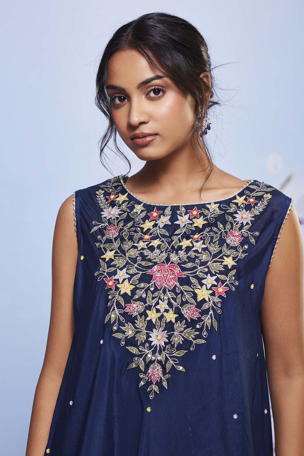 Navy A-Line Short Kurta Set