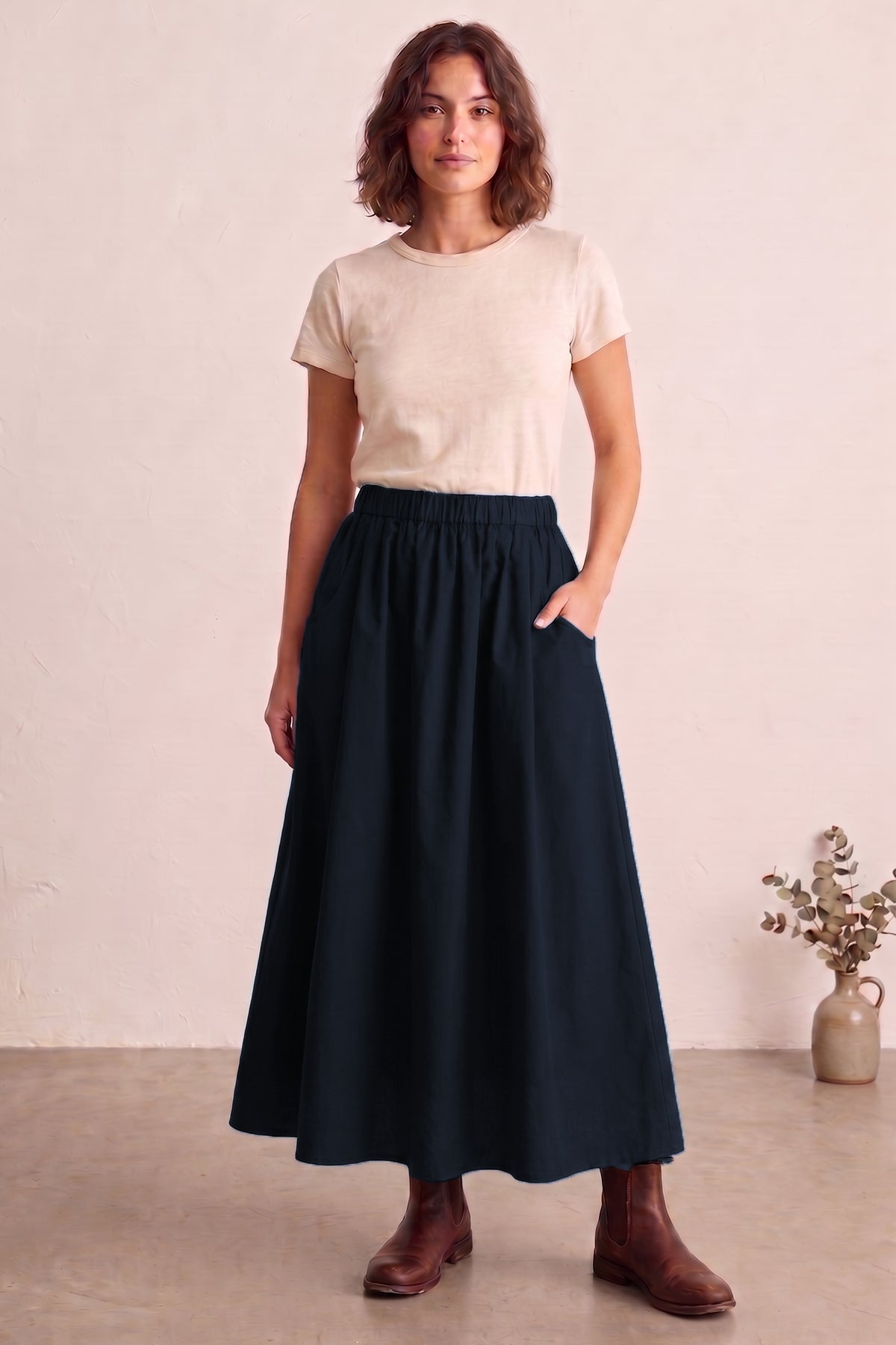 Buy Navy Ankle Length Flare Skirt for women by Sneha B online available at scrollnshops