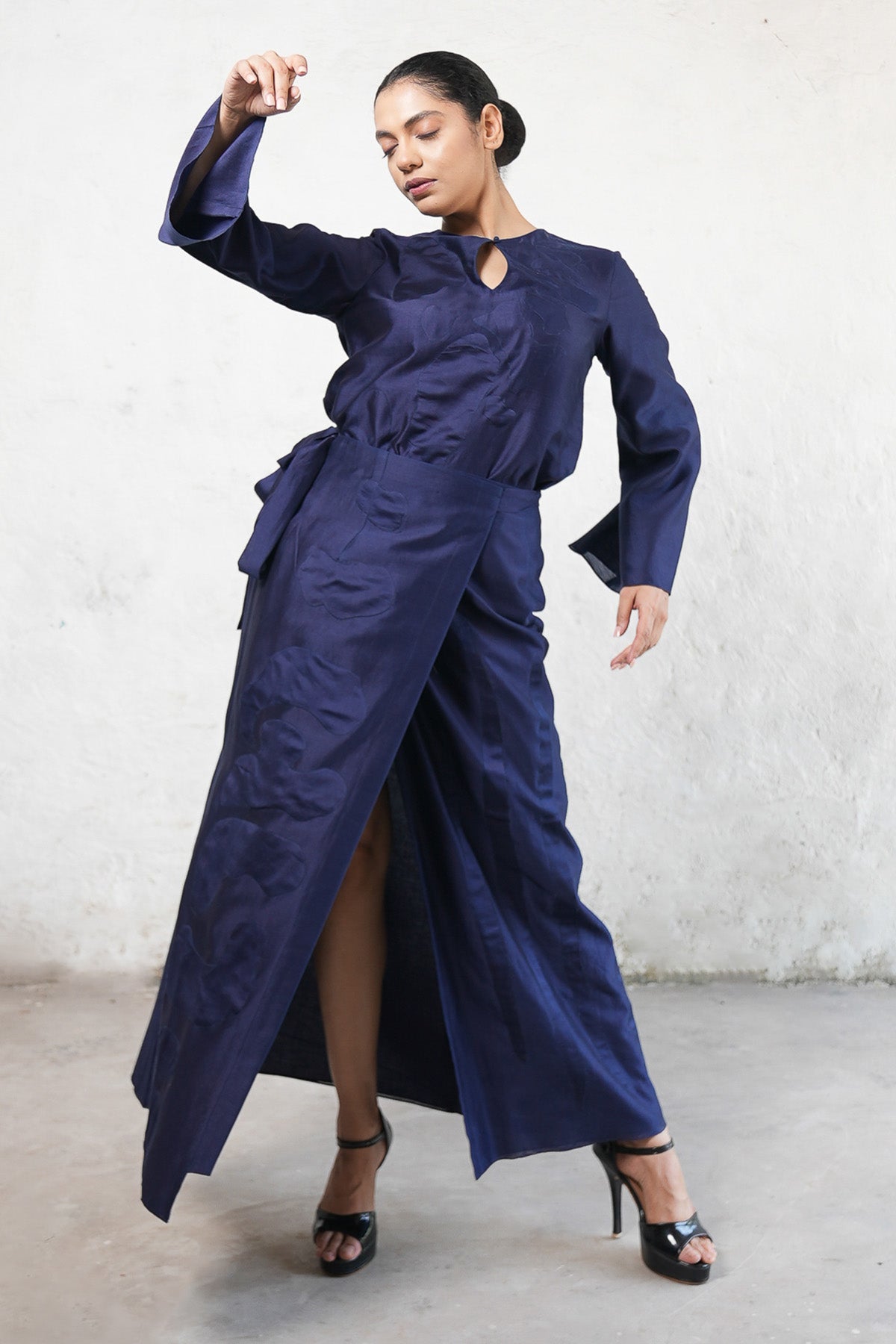 Buy Navy Applique Work Co-ord Set by Saksham Neharicka for women online at ScrollnShops