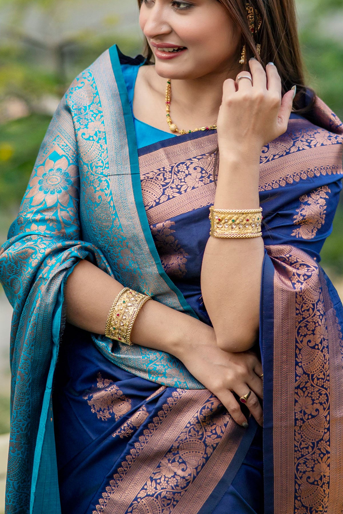 Navy Banarasi Silk Zari Saree