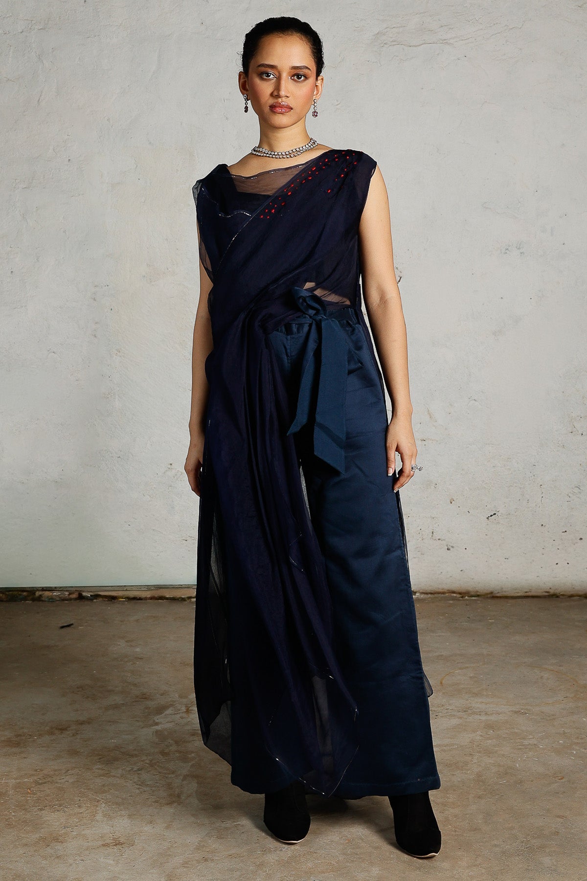 Buy Navy Blue Aari Embroidered Top for women by Saksham Neharicka online available at scrollnshops