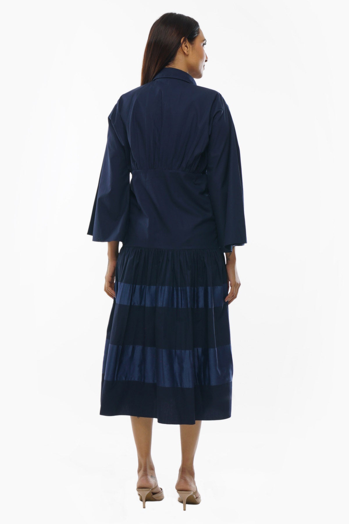 Navy Blue Collar Shirt Dress