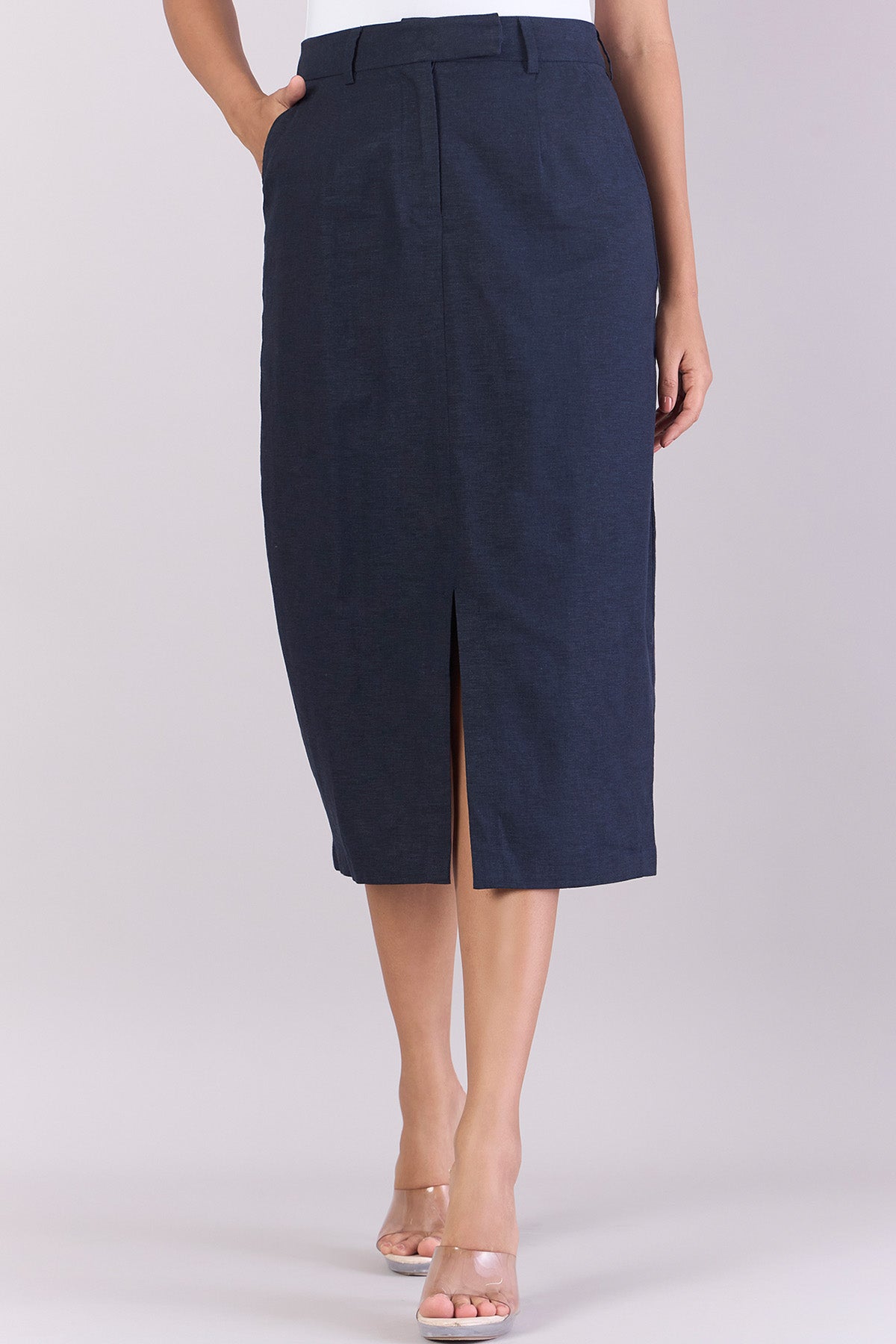 Buy Navy Blue Cotton Blend Skirt by PowerSutra for women online at ScrollnShops