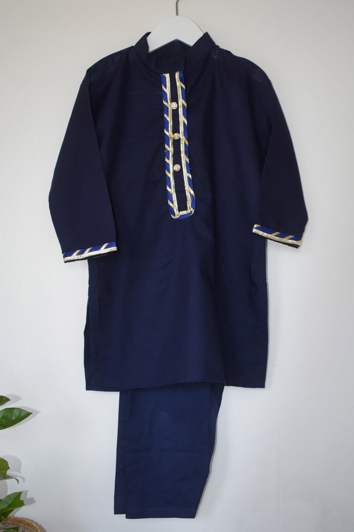 Designer ViYa Navy Blue Cotton Kurta Set For Kids Available online at ScrollnShops
