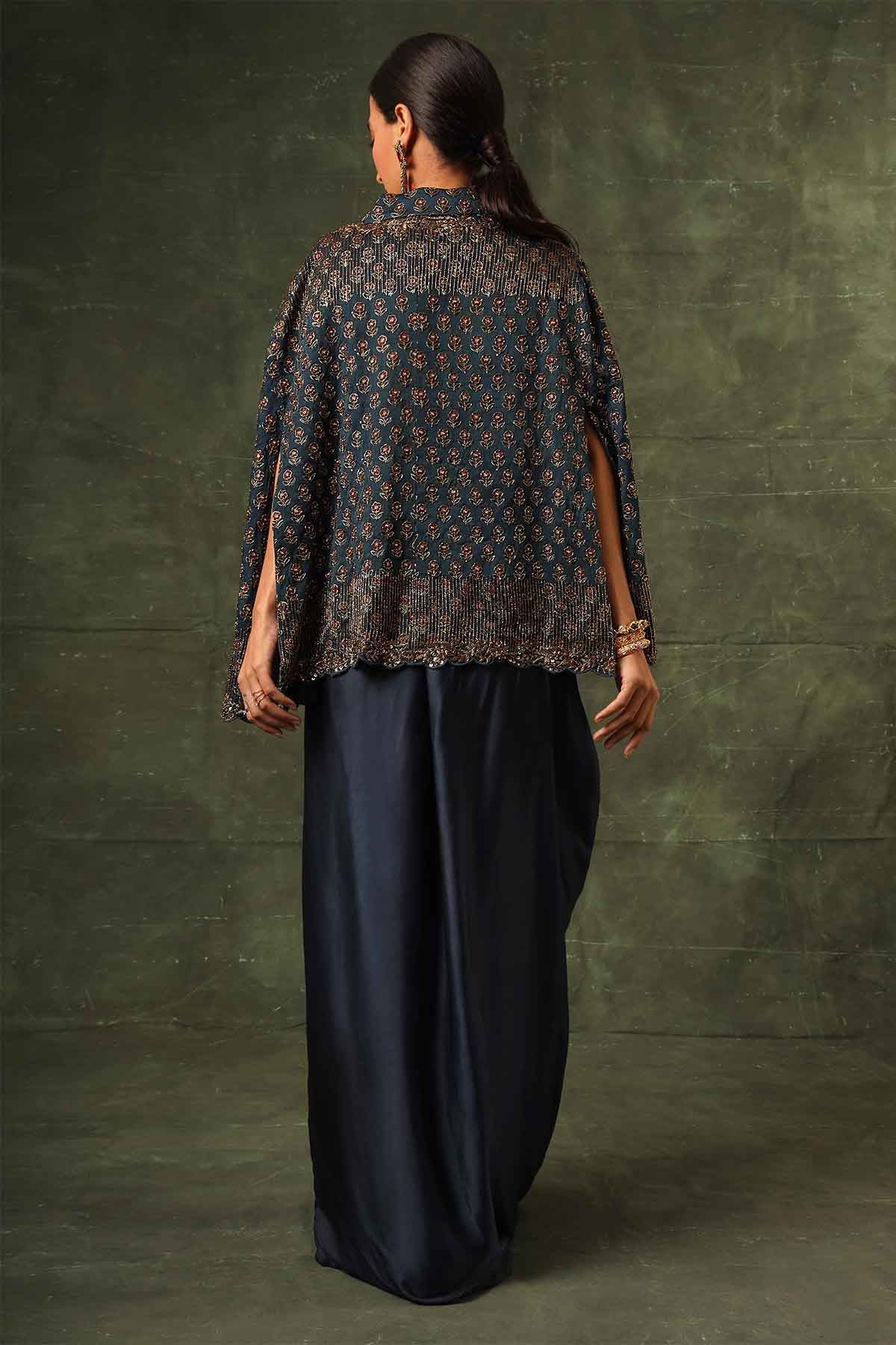 Navy Blue Embellished Dhoti Set