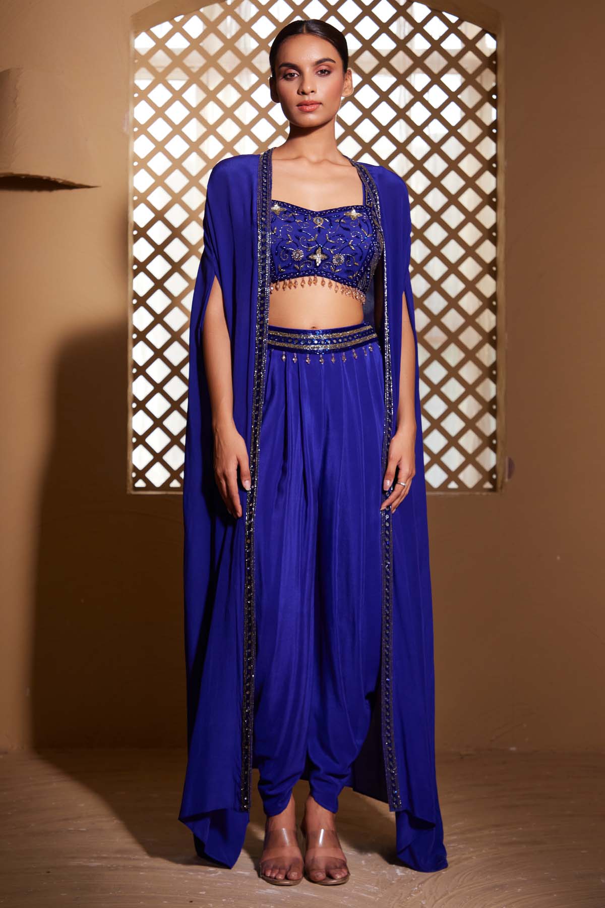 Muditaa By Urmila Navy Blue Embroidered Dhoti Set for women online at ScrollnShops