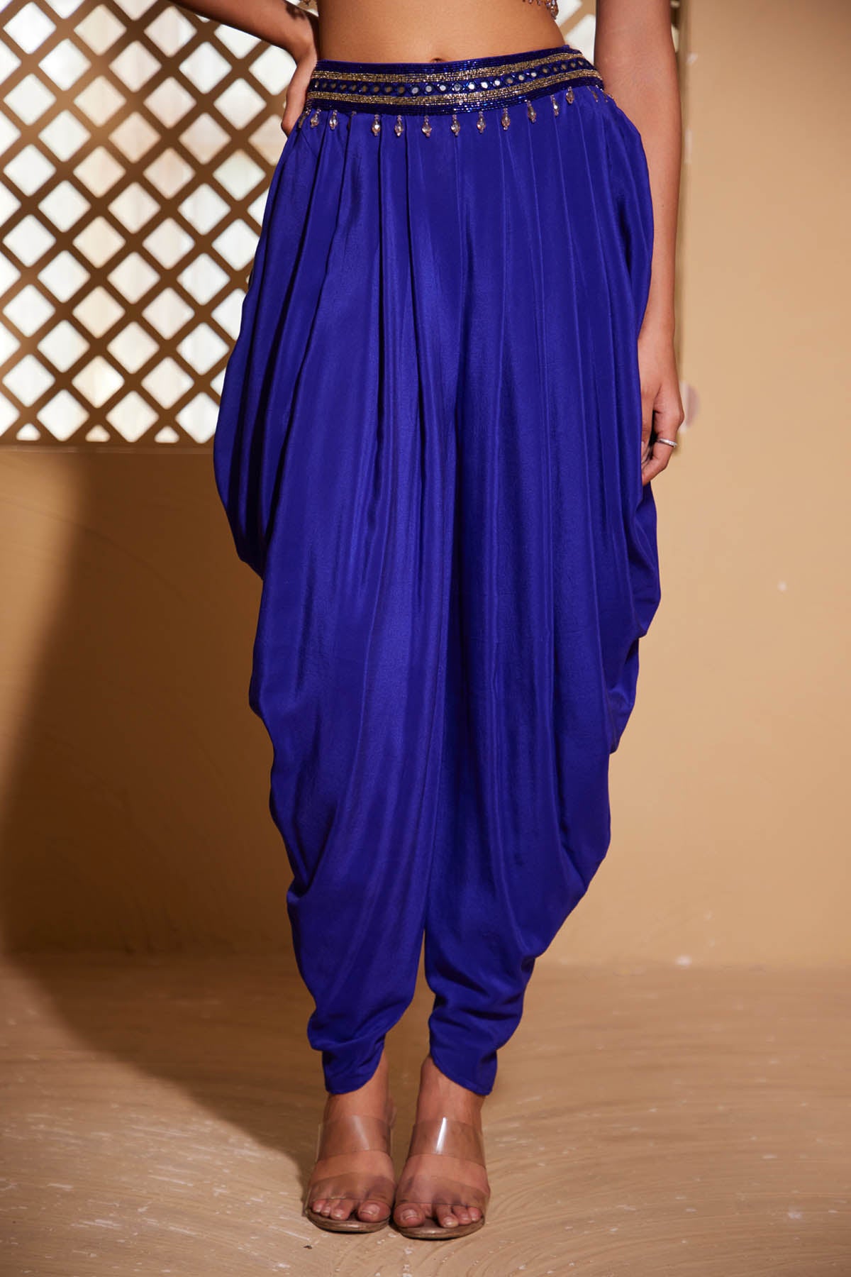 Navy Blue Embroidered Dhoti Set