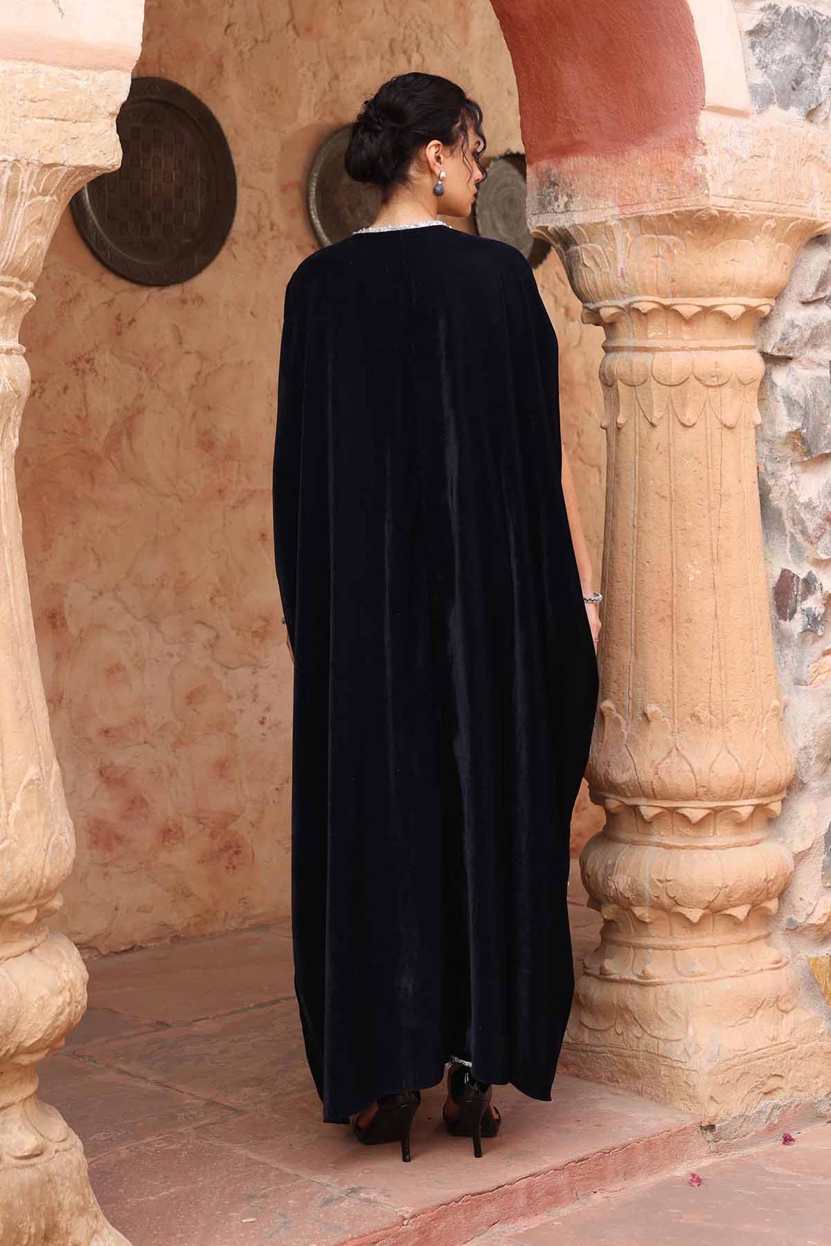 Navy Blue Embroidered Kaftan Set