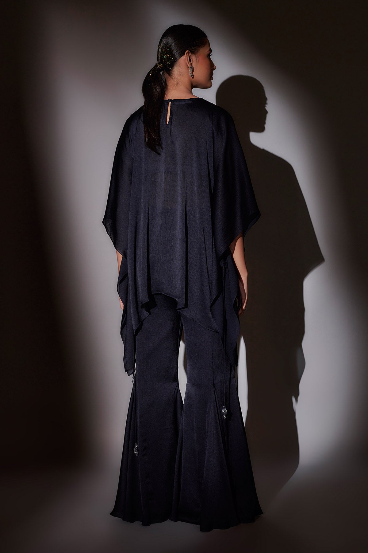 Navy Blue Short Kaftan & Sharara