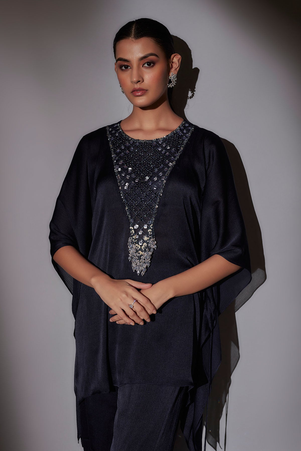 Navy Blue Short Kaftan & Sharara