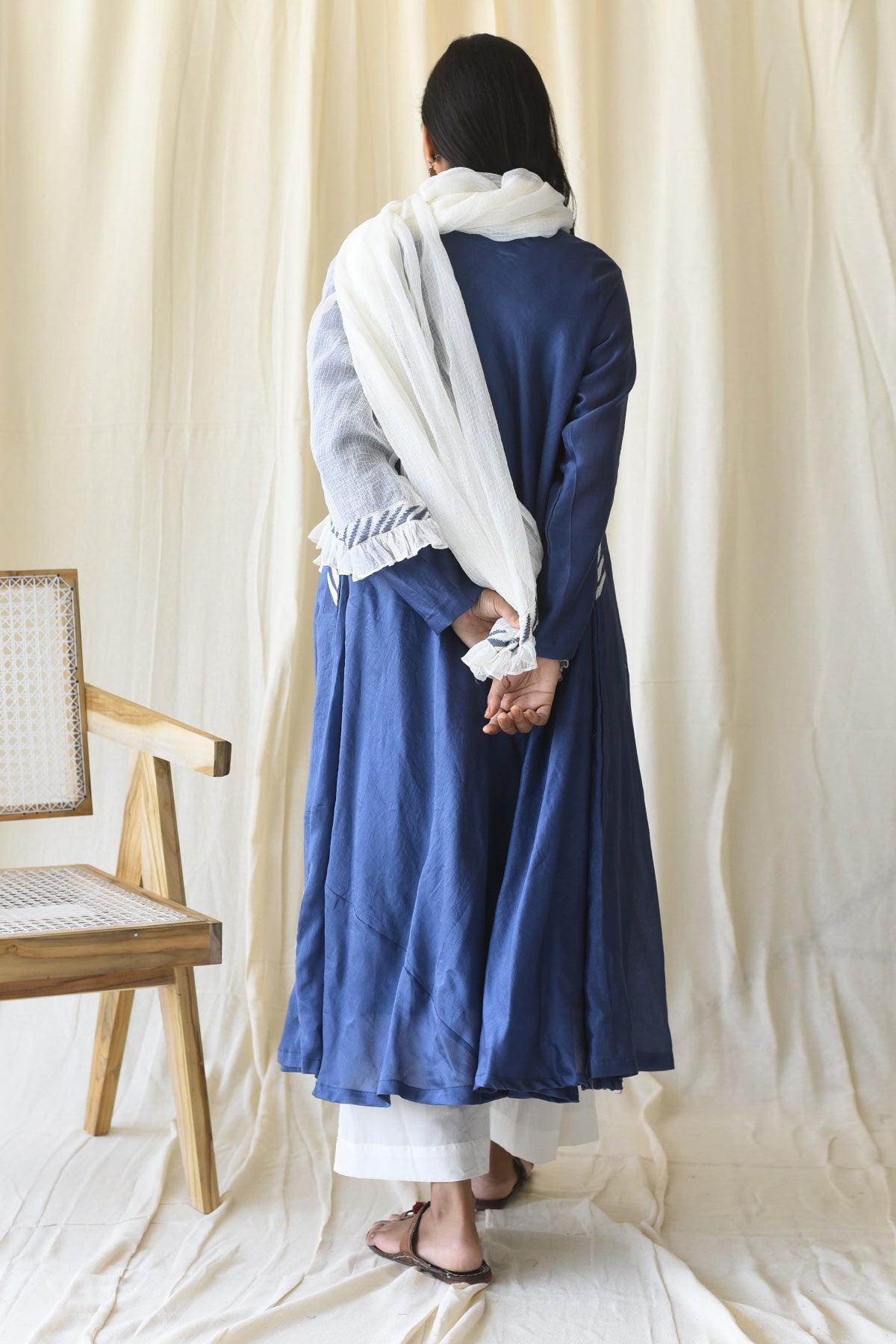 Navy Blue Embroidered Kurta Set