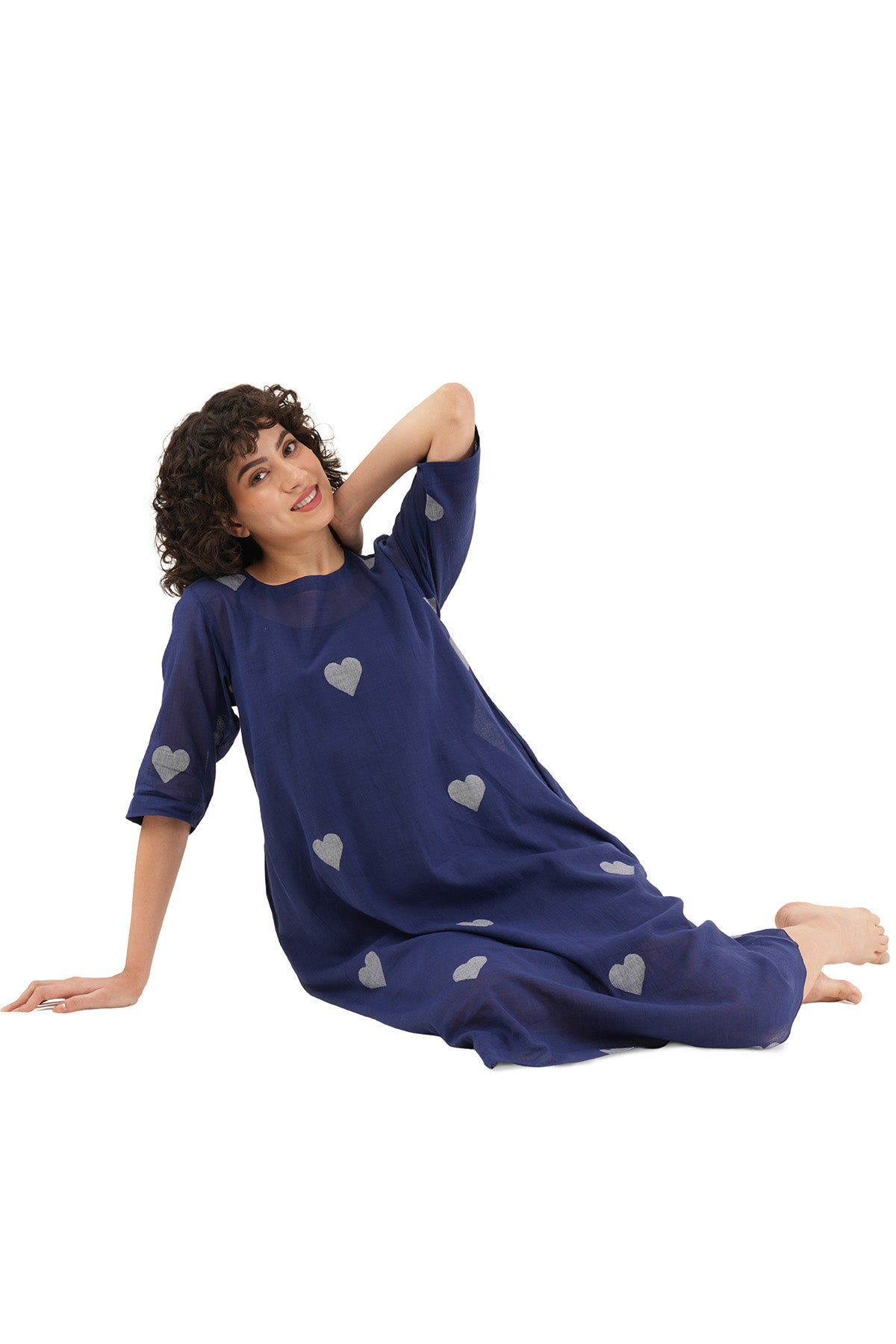 Navy Blue Heart Motifs Dress