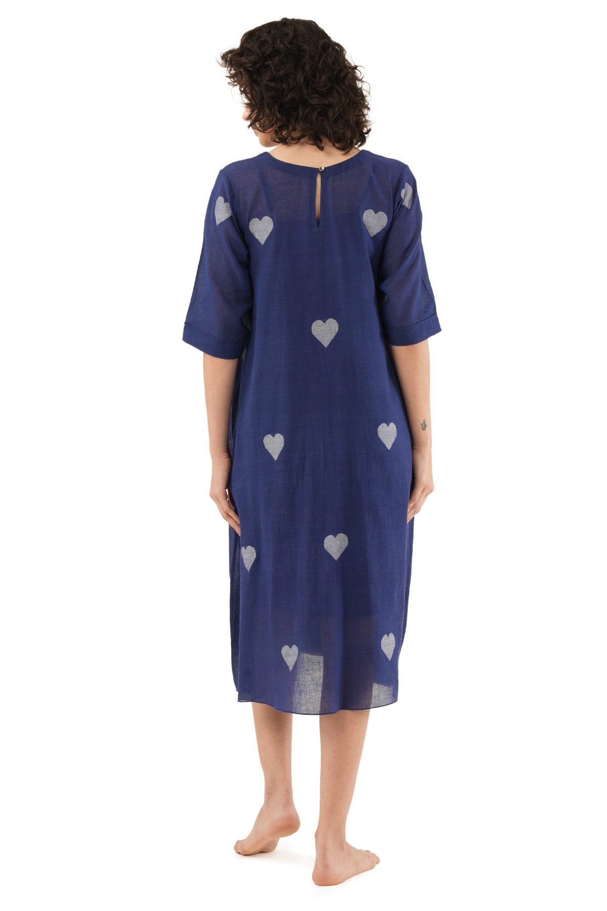 Navy Blue Heart Motifs Dress