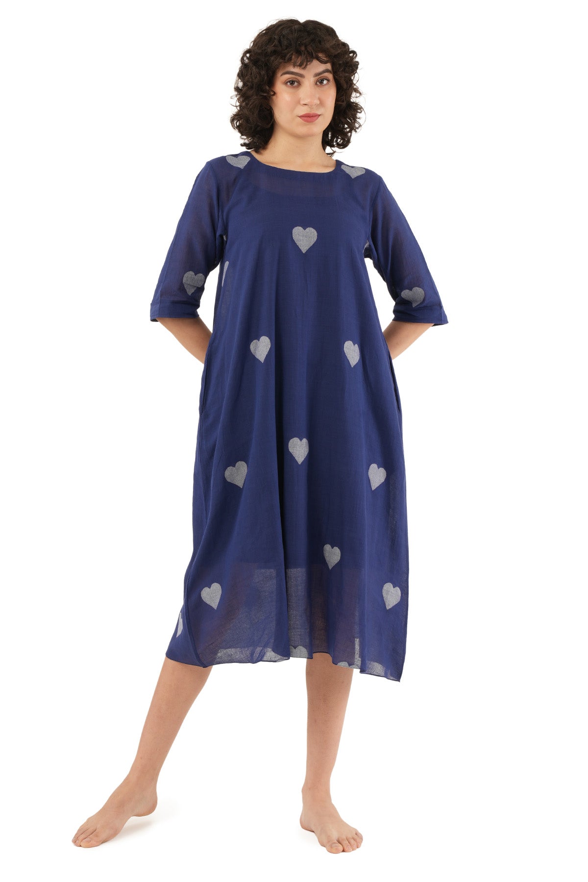 Navy Blue Heart Motifs Dress
