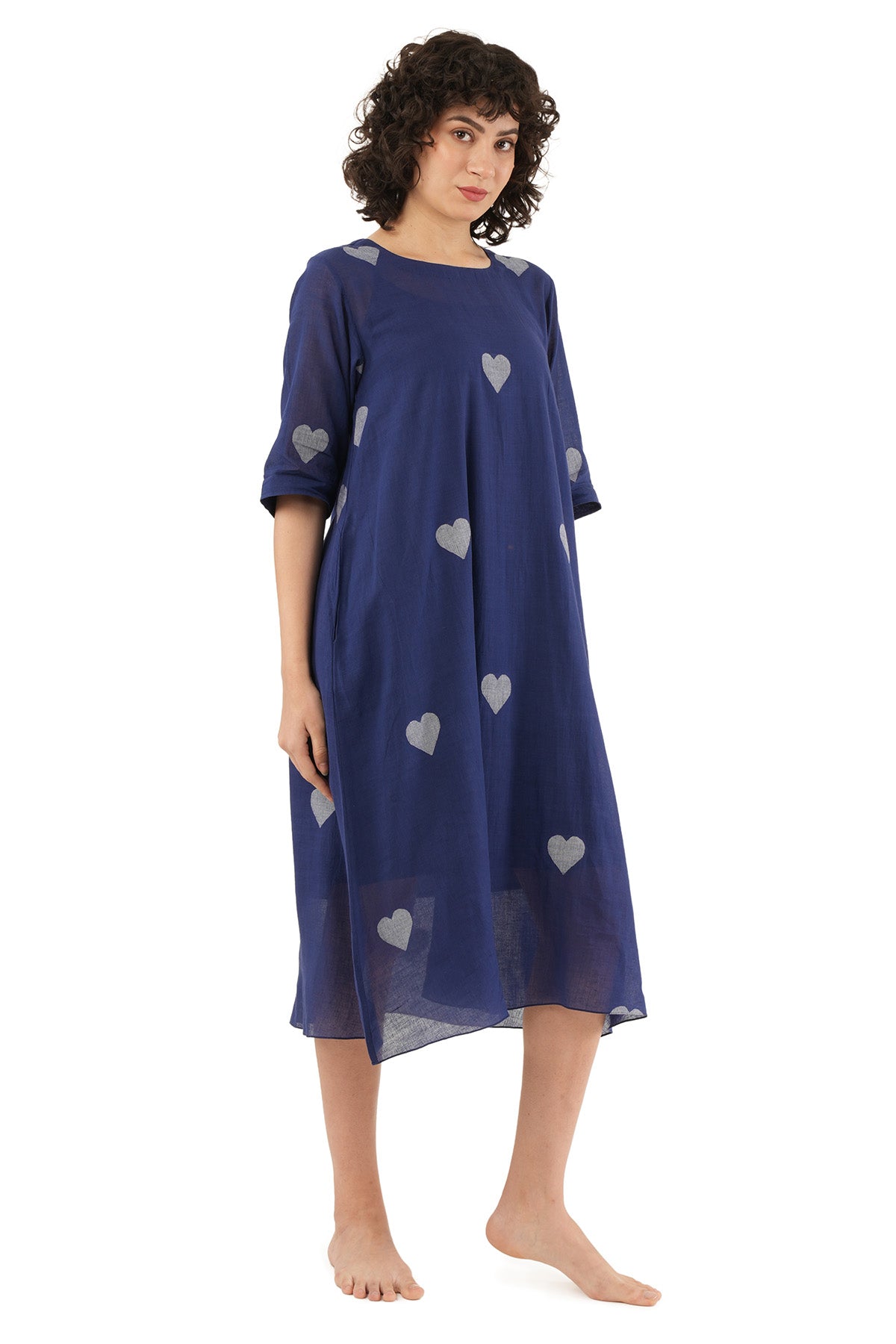 Navy Blue Heart Motifs Dress