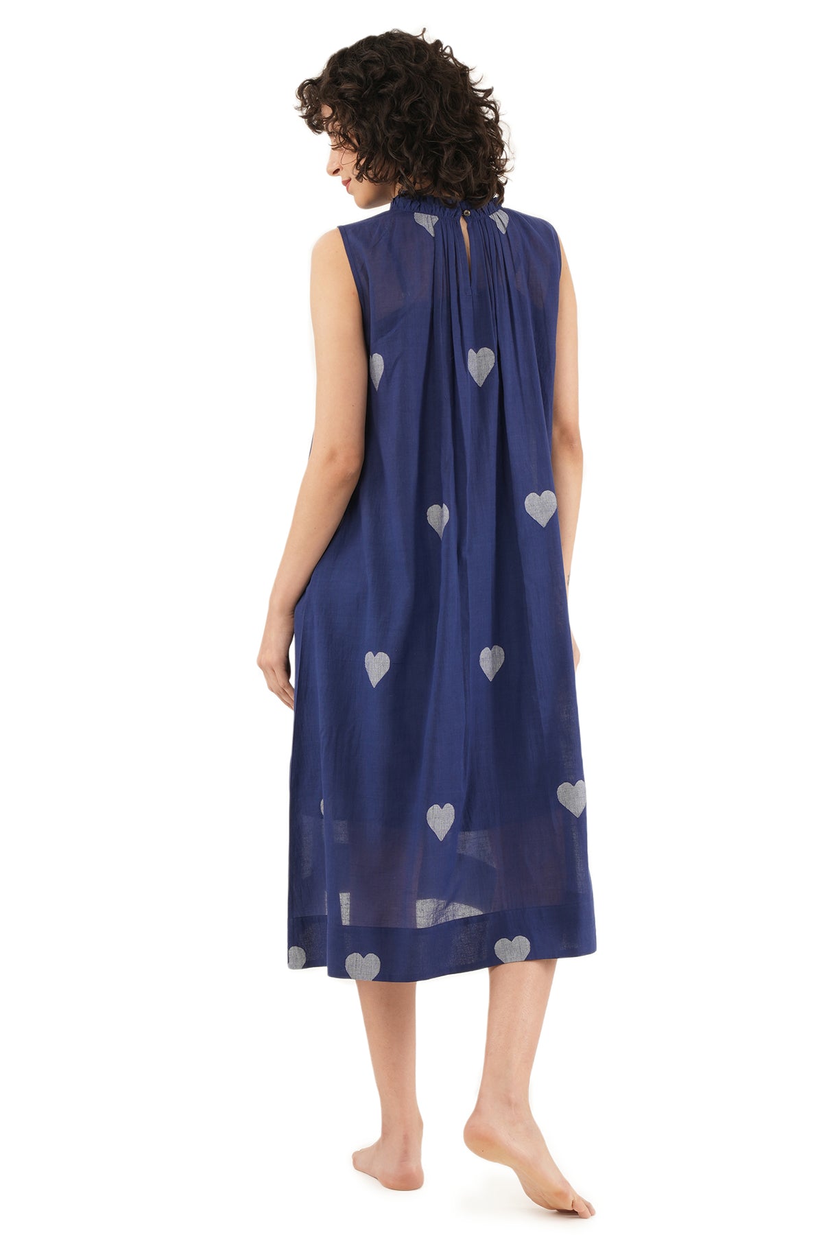 Navy Blue Jamdani Midi Dress