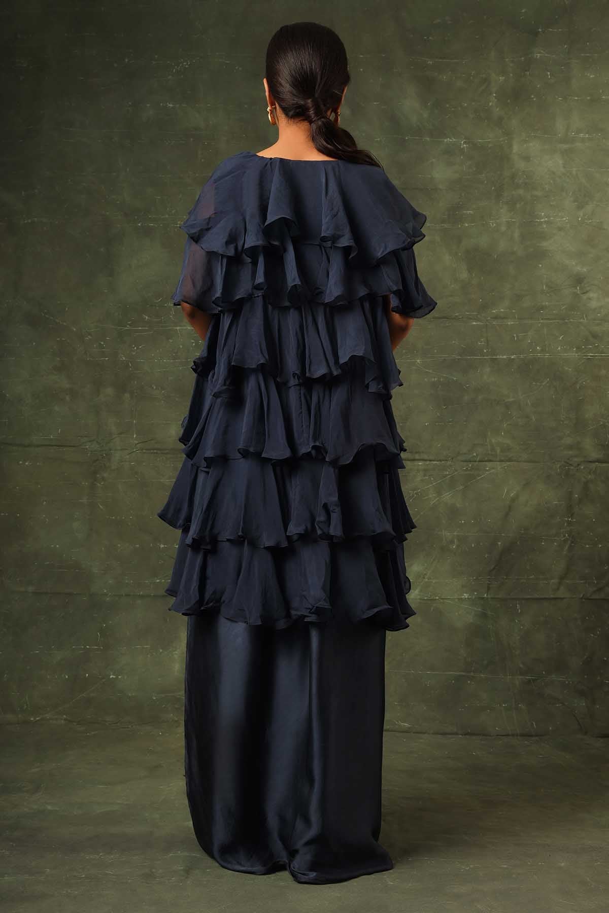 Navy Blue Layered Jacket Set