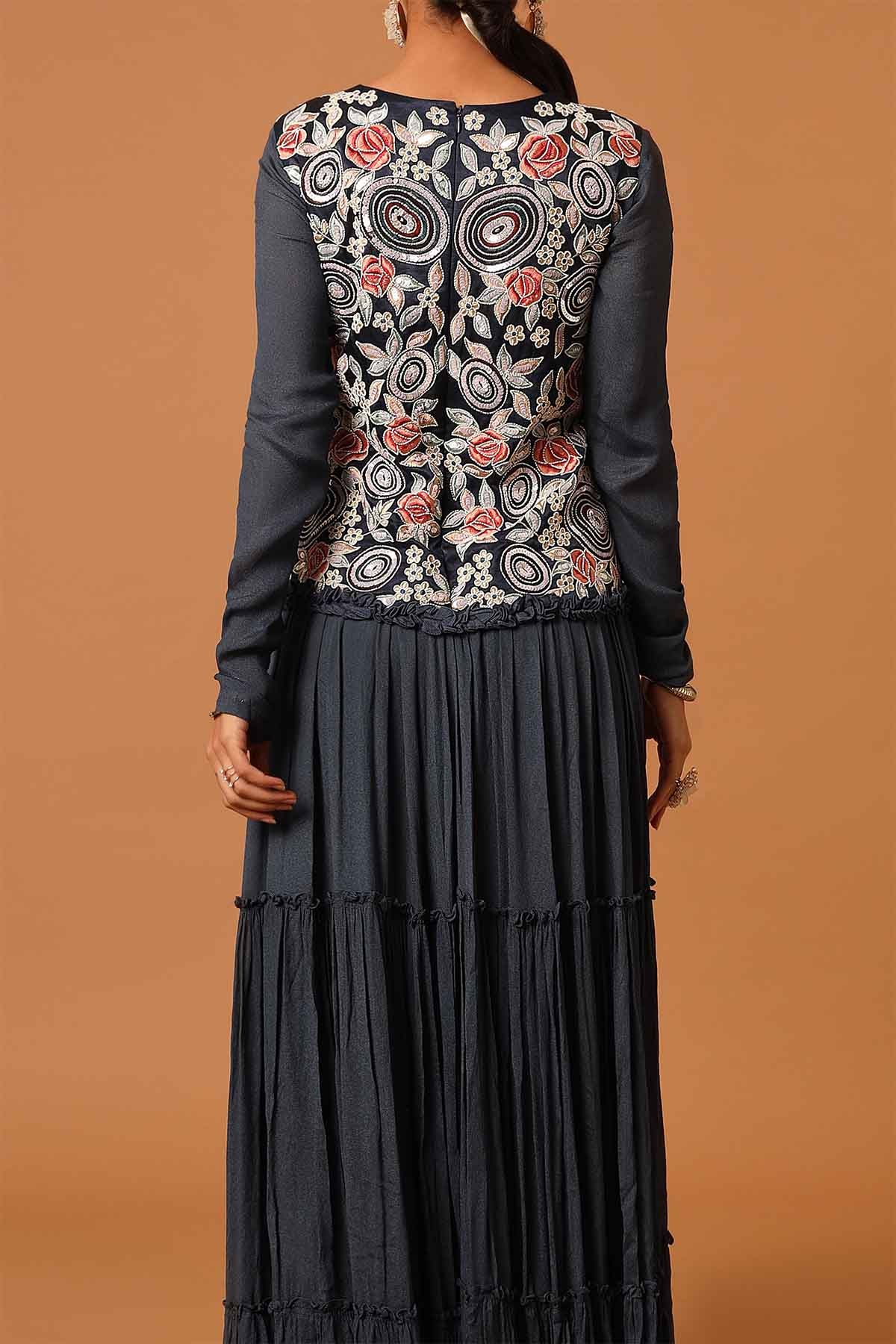 Navy Blue Layered Maxi Dress