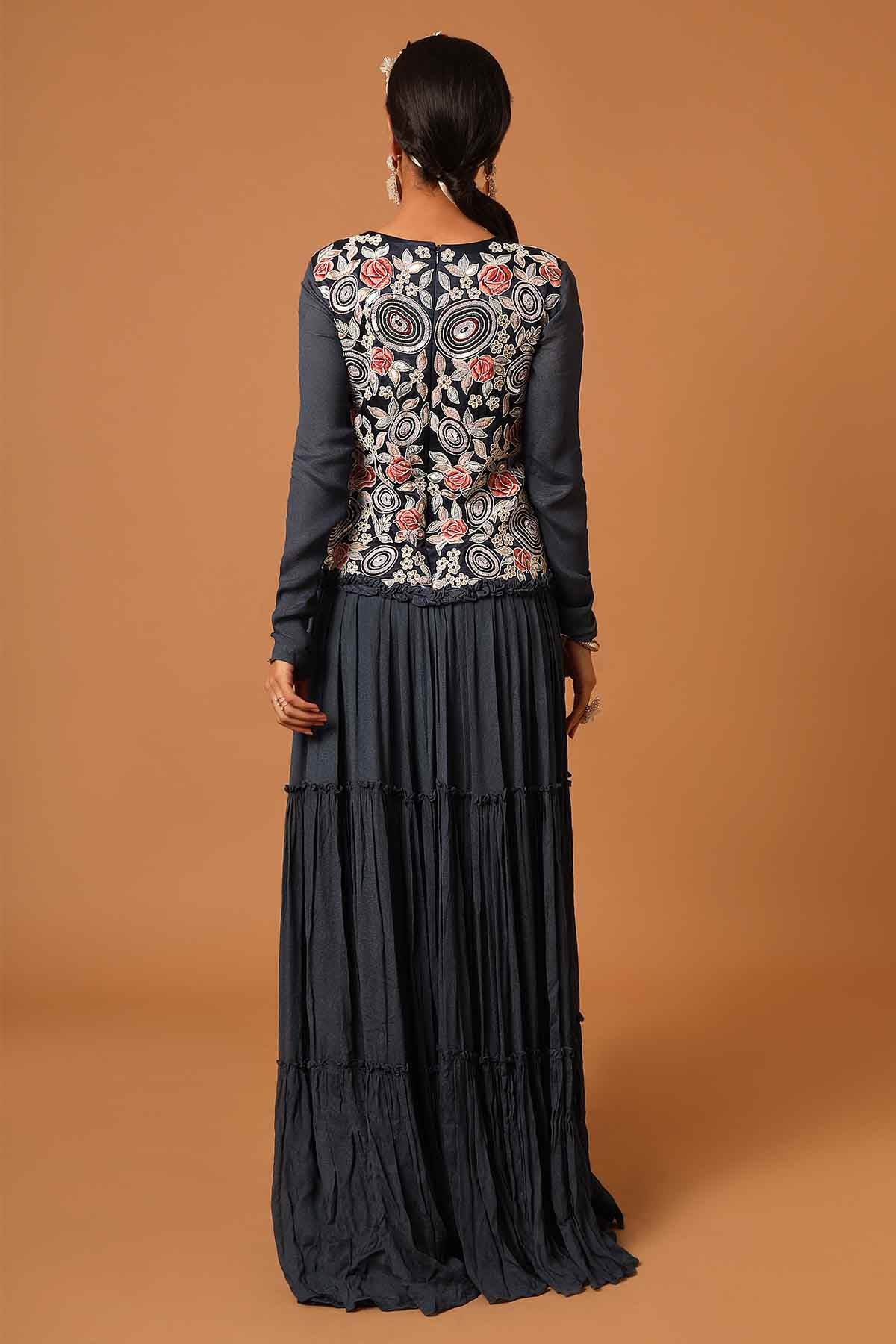 Navy Blue Layered Maxi Dress