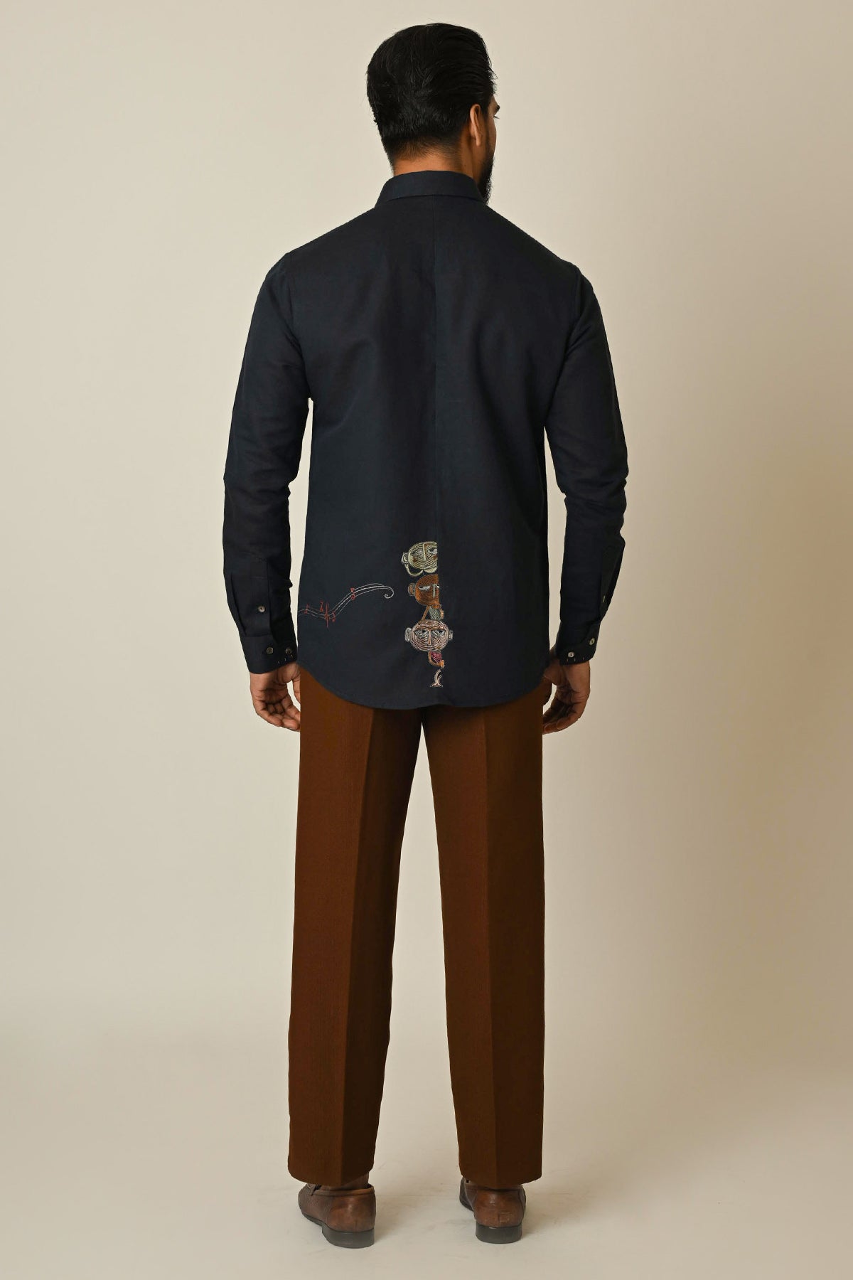Navy Blue Linen Thread Shirt