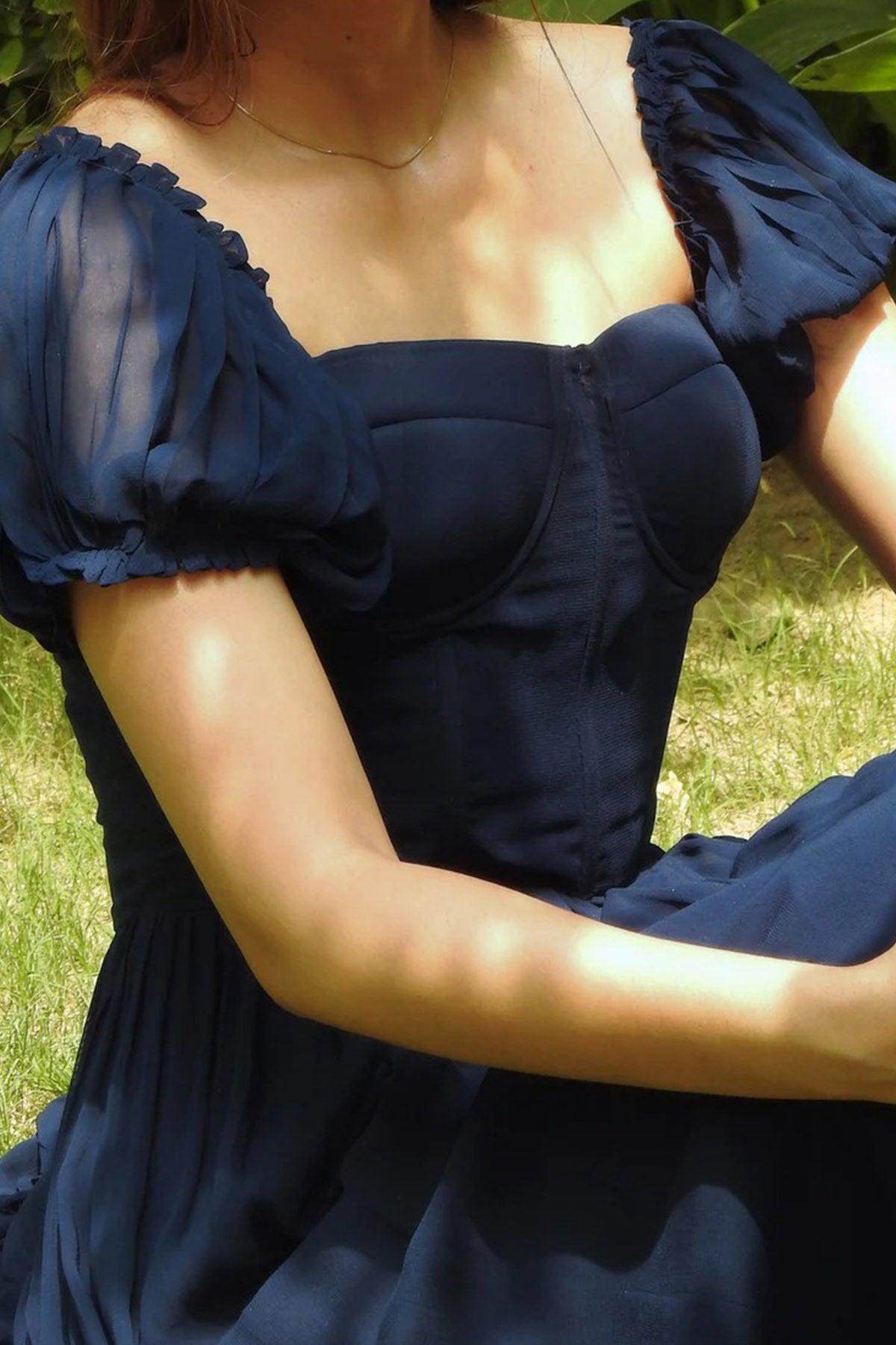 Navy Blue Off Shoulder Dress