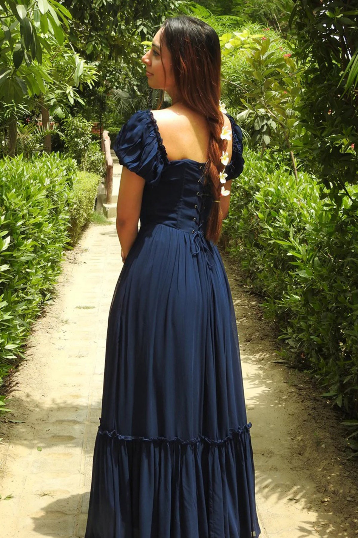 Navy Blue Off Shoulder Dress