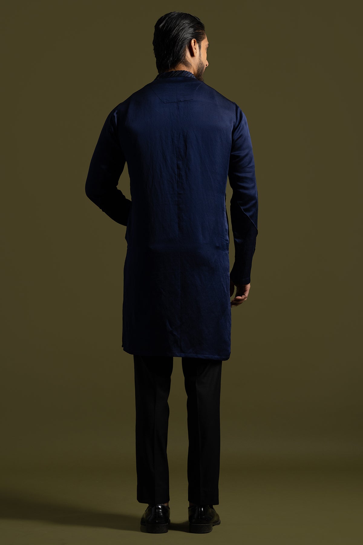 Navy Blue Pintucks Kurta Set