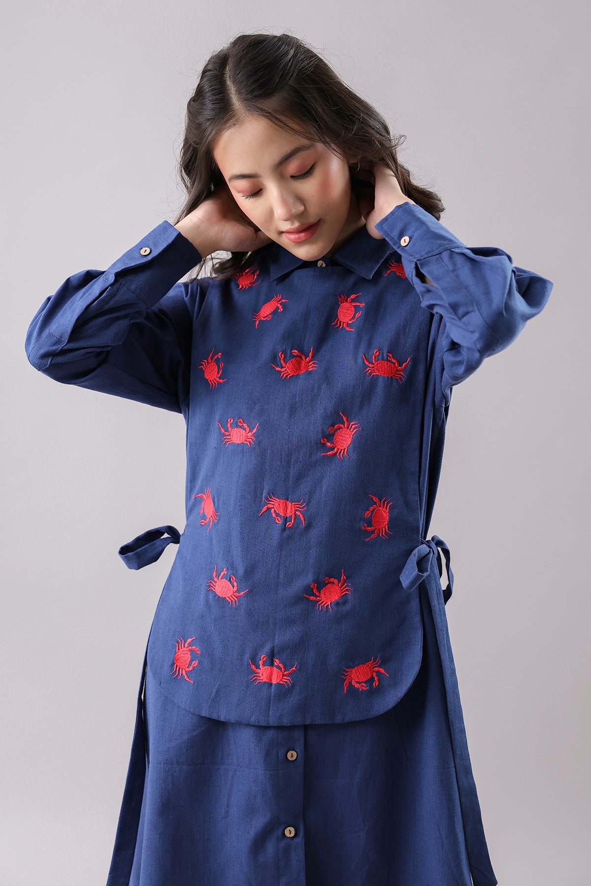 Navy Blue Shirt Dress & Bib