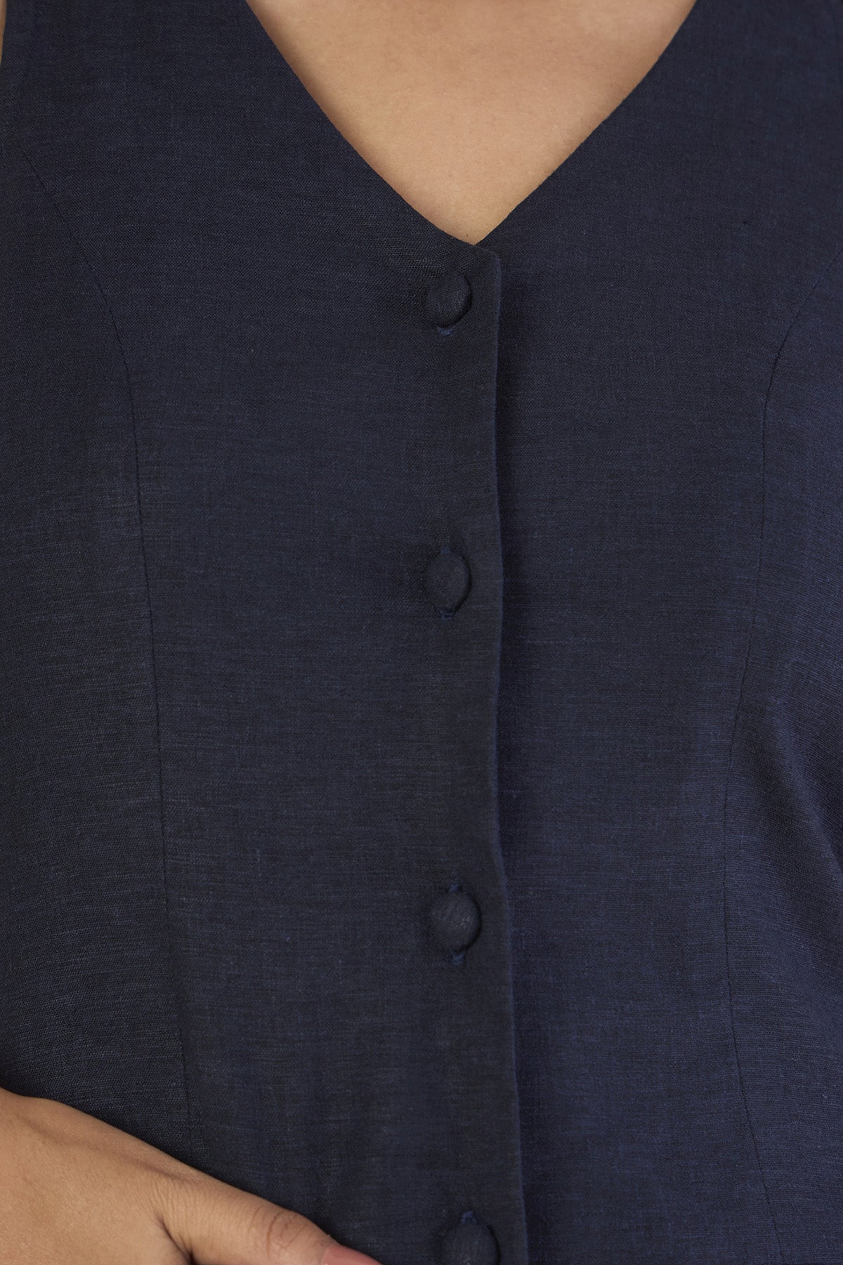 Navy Blue Sleeveless Midi Dress