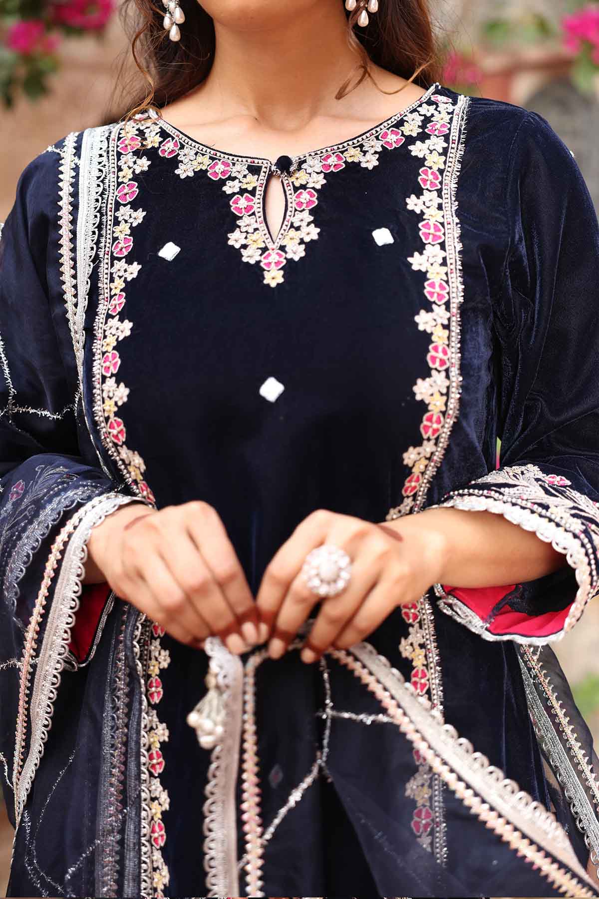 Navy Blue Straight Kurta Set