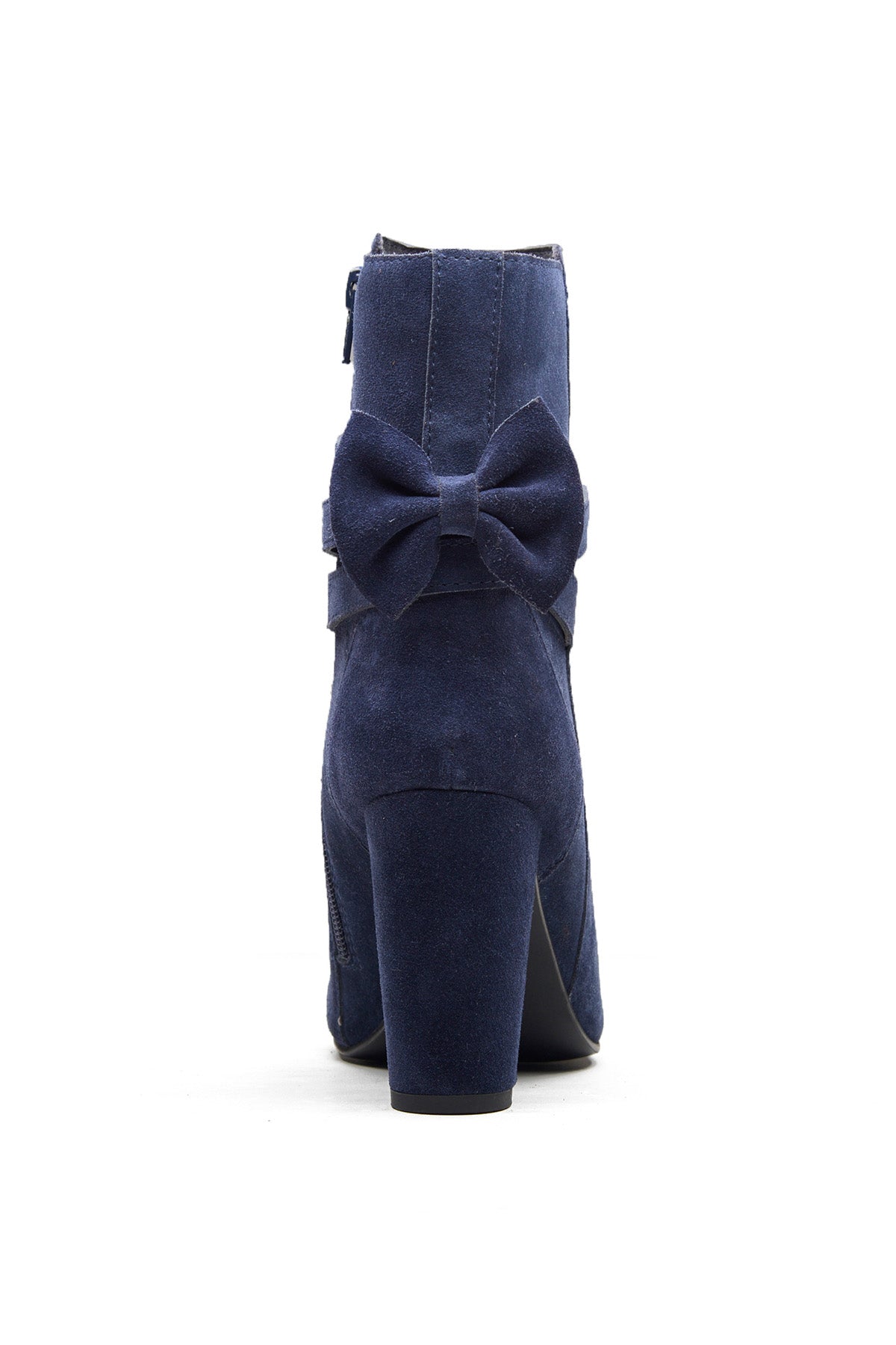 Navy Bow Detail Ankle Boots