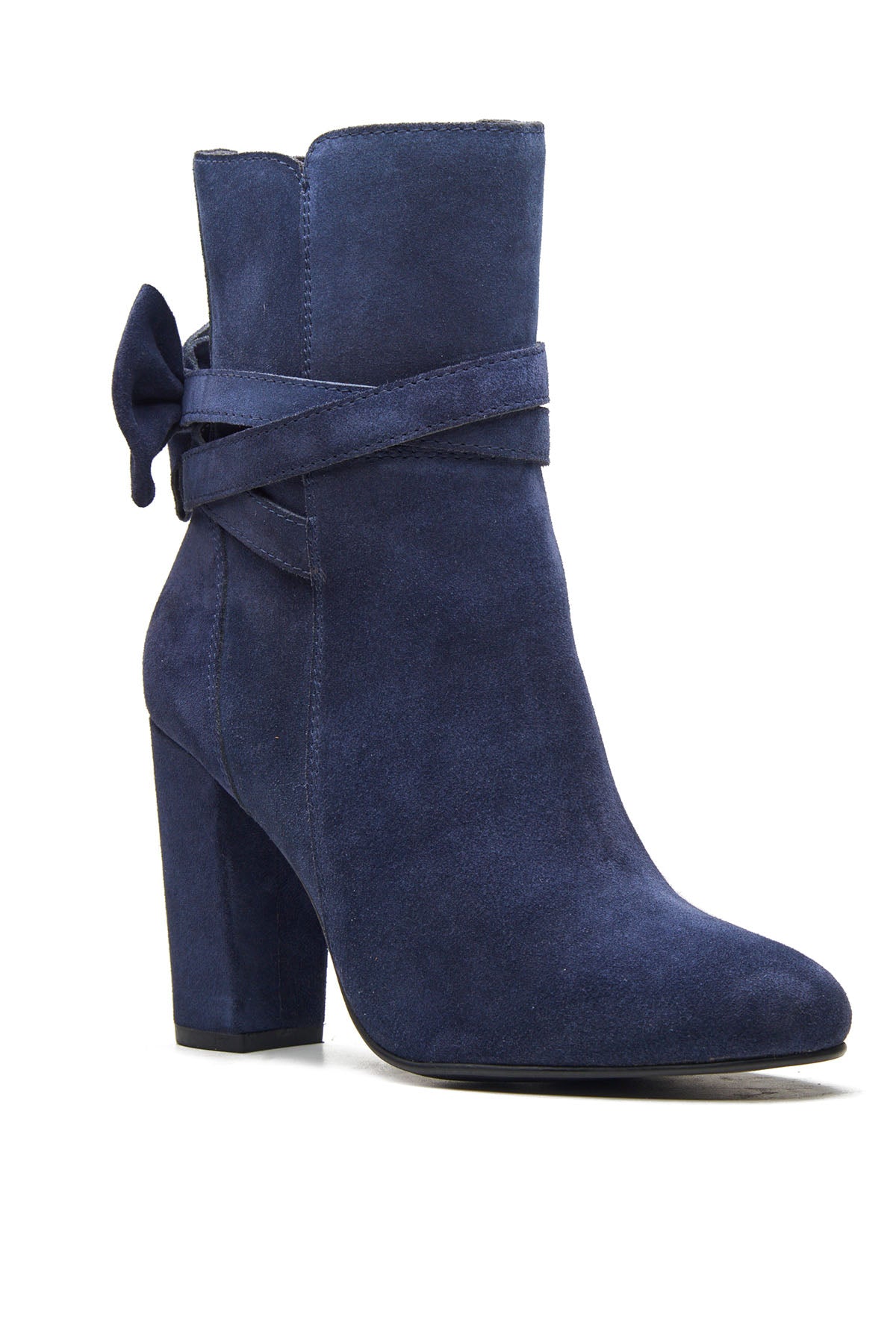 Navy Bow Detail Ankle Boots