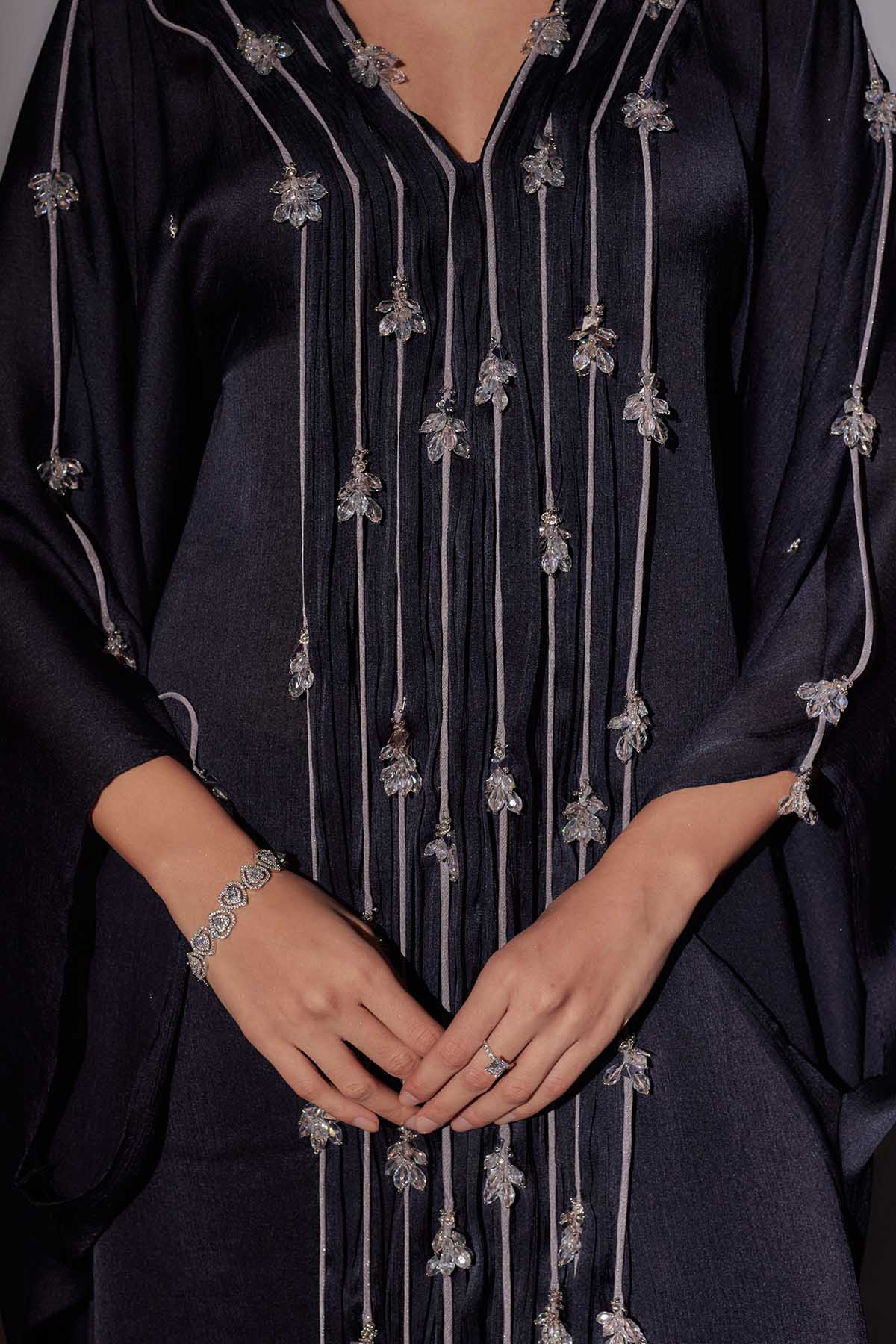 Navy Dori Embroidered Kaftan Set