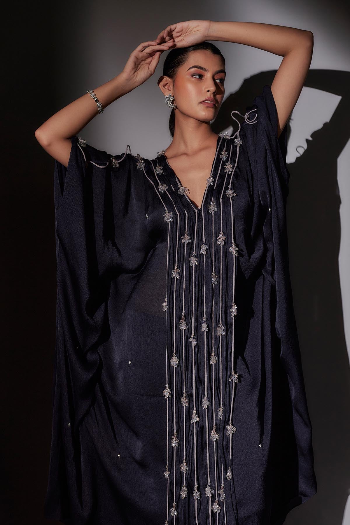 Navy Dori Embroidered Kaftan Set