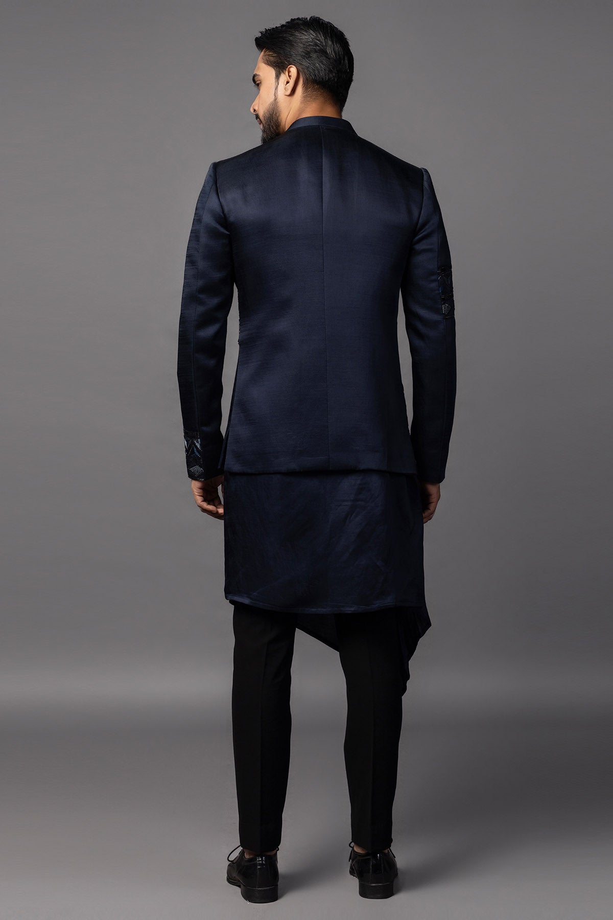 Navy Double Panelled Kurta Set