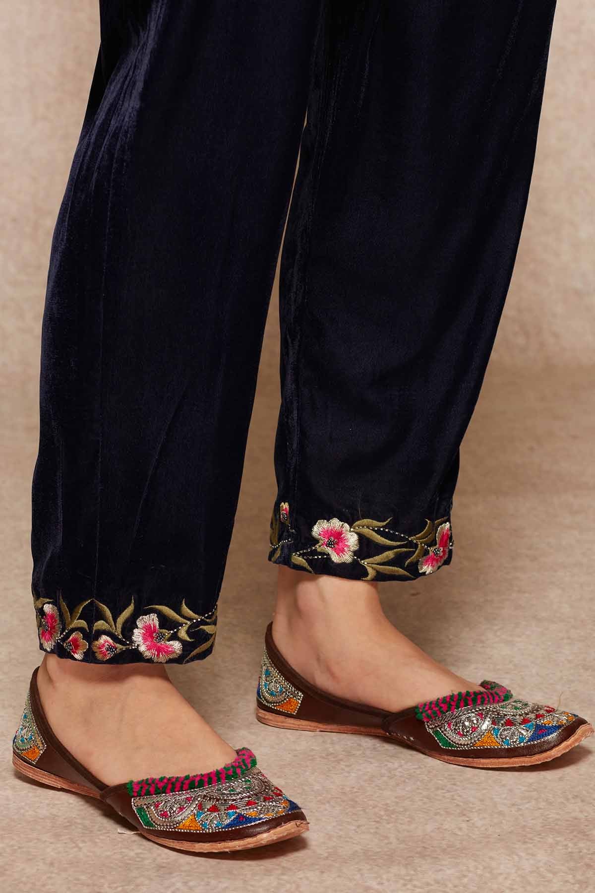 Navy Embroidered Kurta & Salwar